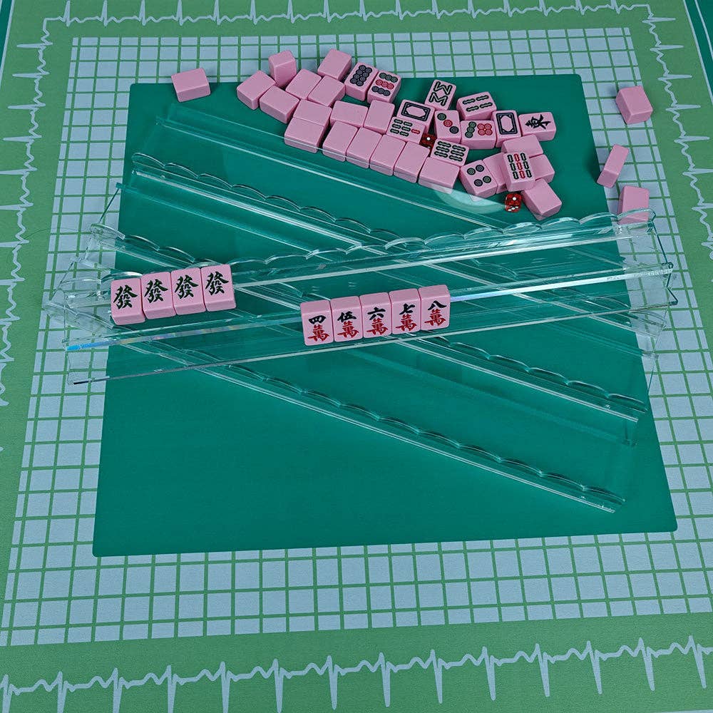American Mahjong Racks Set–20" Acrylic Tile Rack & Pusher: Clear