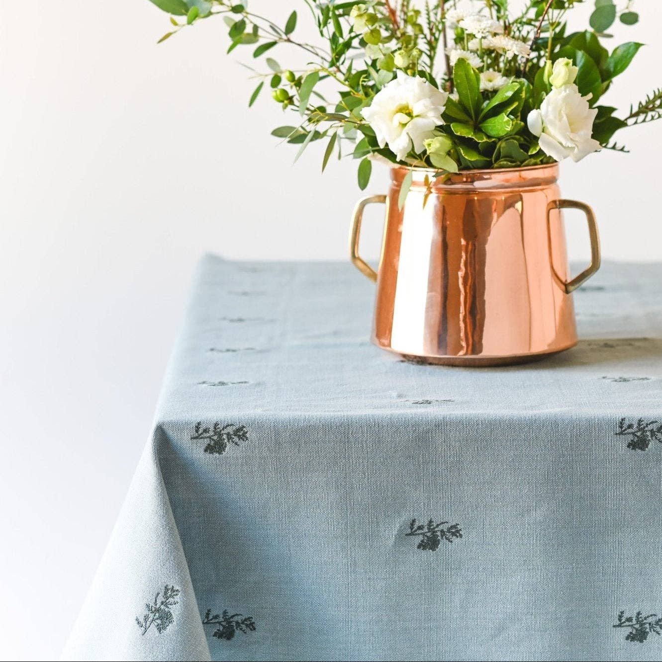 Blue Fleur Embroidered Tablecloth by Galley and Fen: 60" x 90"