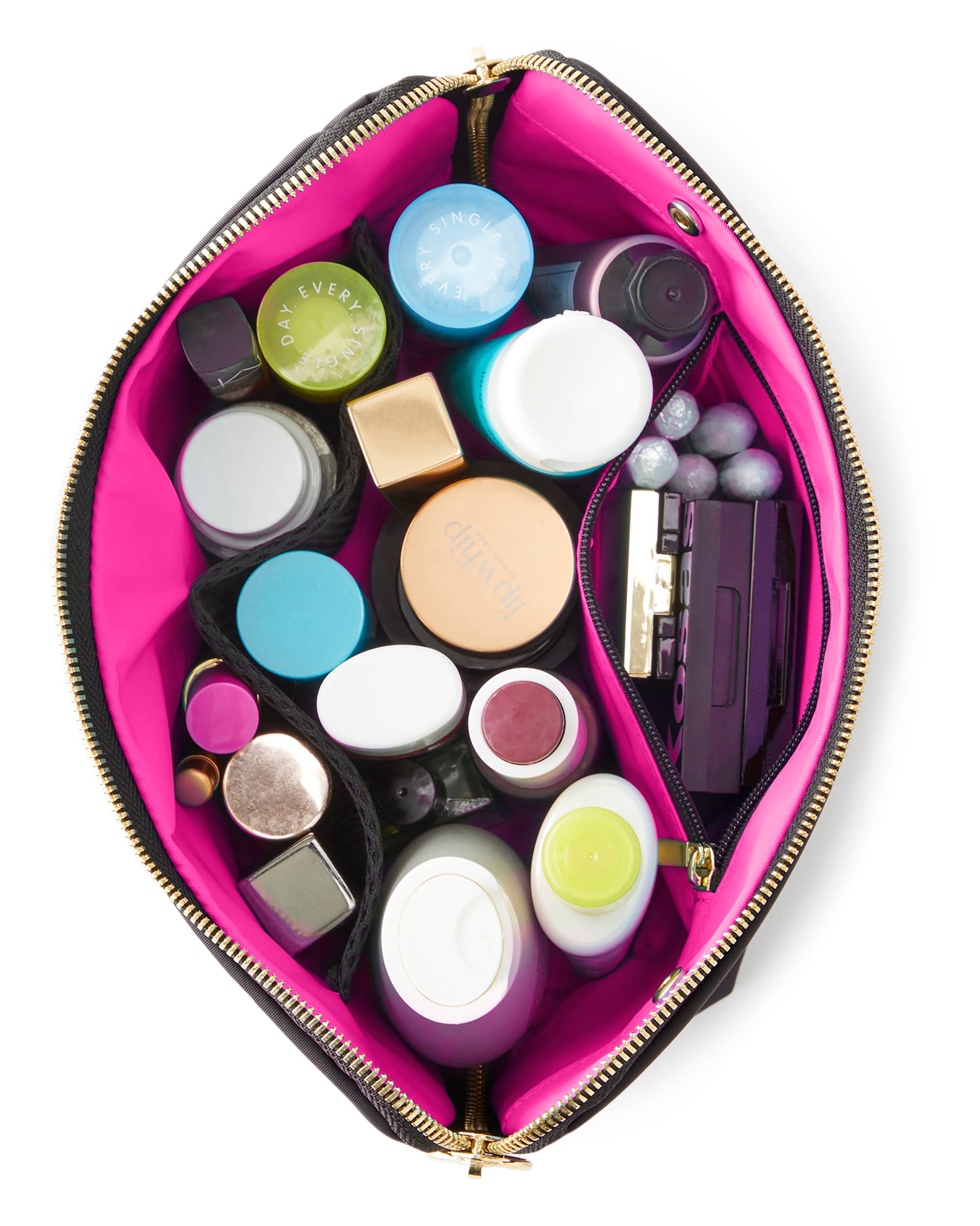 Signature Makeup Bag-Machine Washable Medium Cosmetic Bag: Black/Leopard / Nylon / Signature Makeup Bag