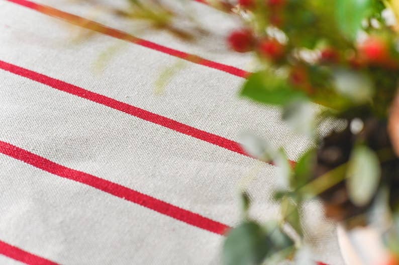 Red Striped Tablecloth: 60" x 90"