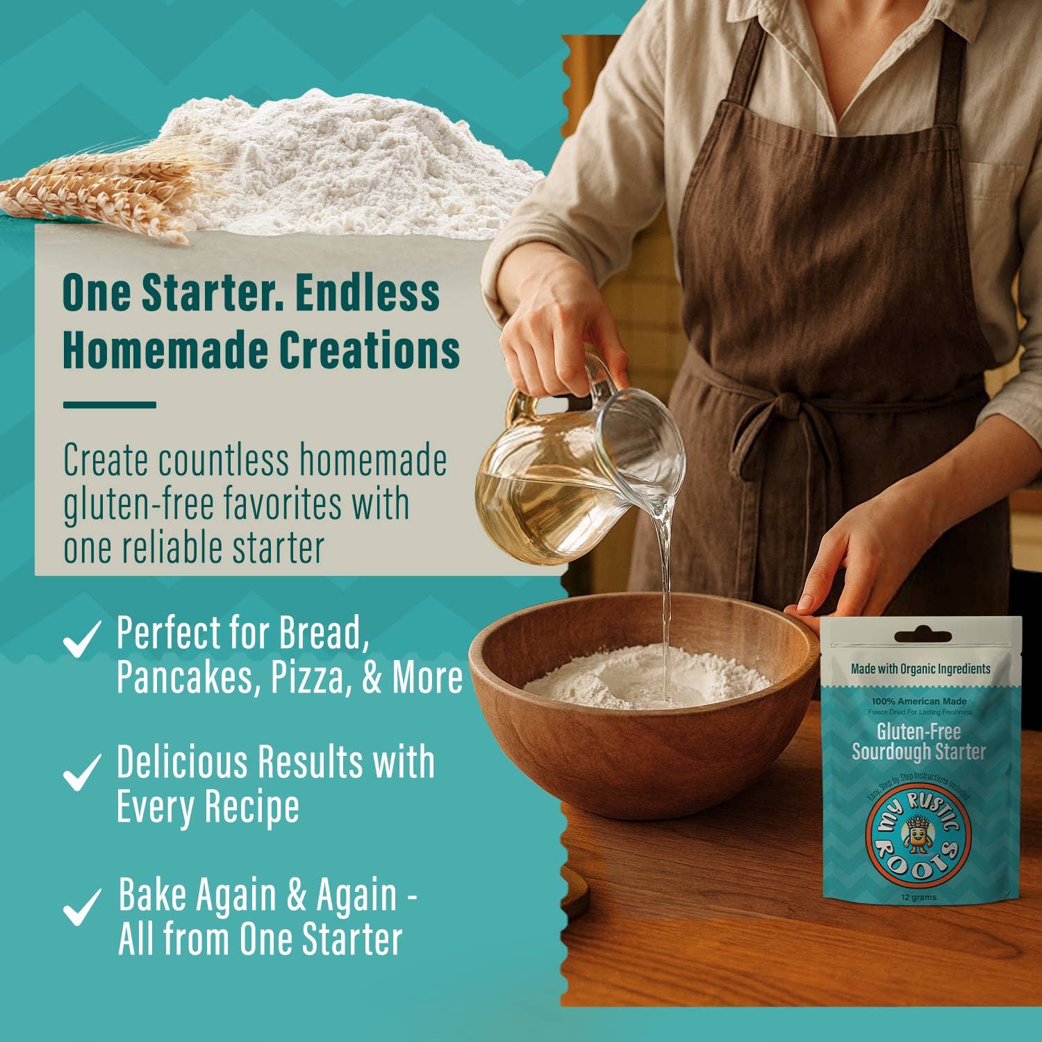Organic, Non GMO GLUTEN FREE Sourdough Starter 12 gram.