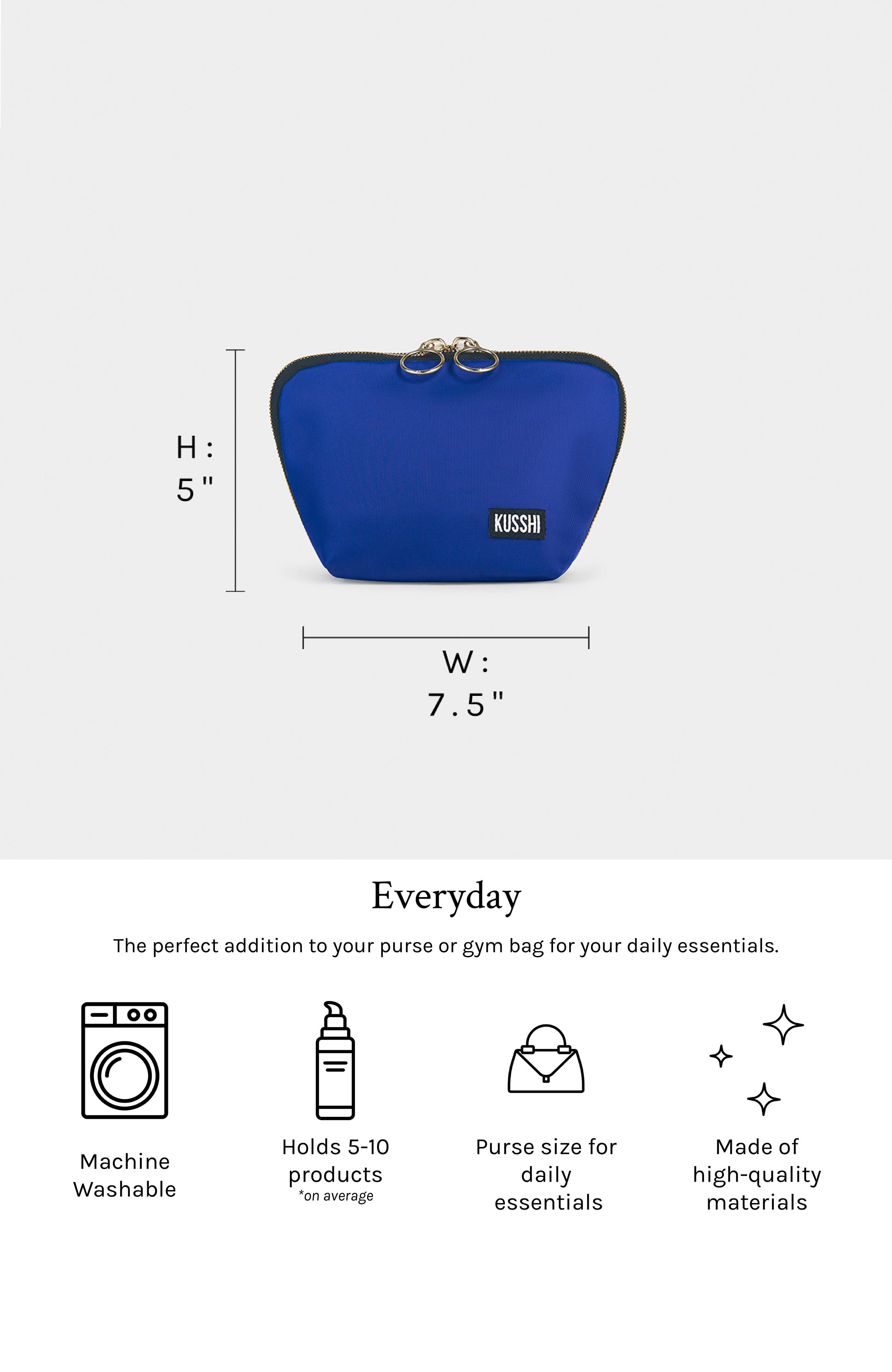 Everyday Makeup Bag - Machine Washable Small Cosmetic Bag, : Navy/Pink / Nylon / Everyday Makeup Bag