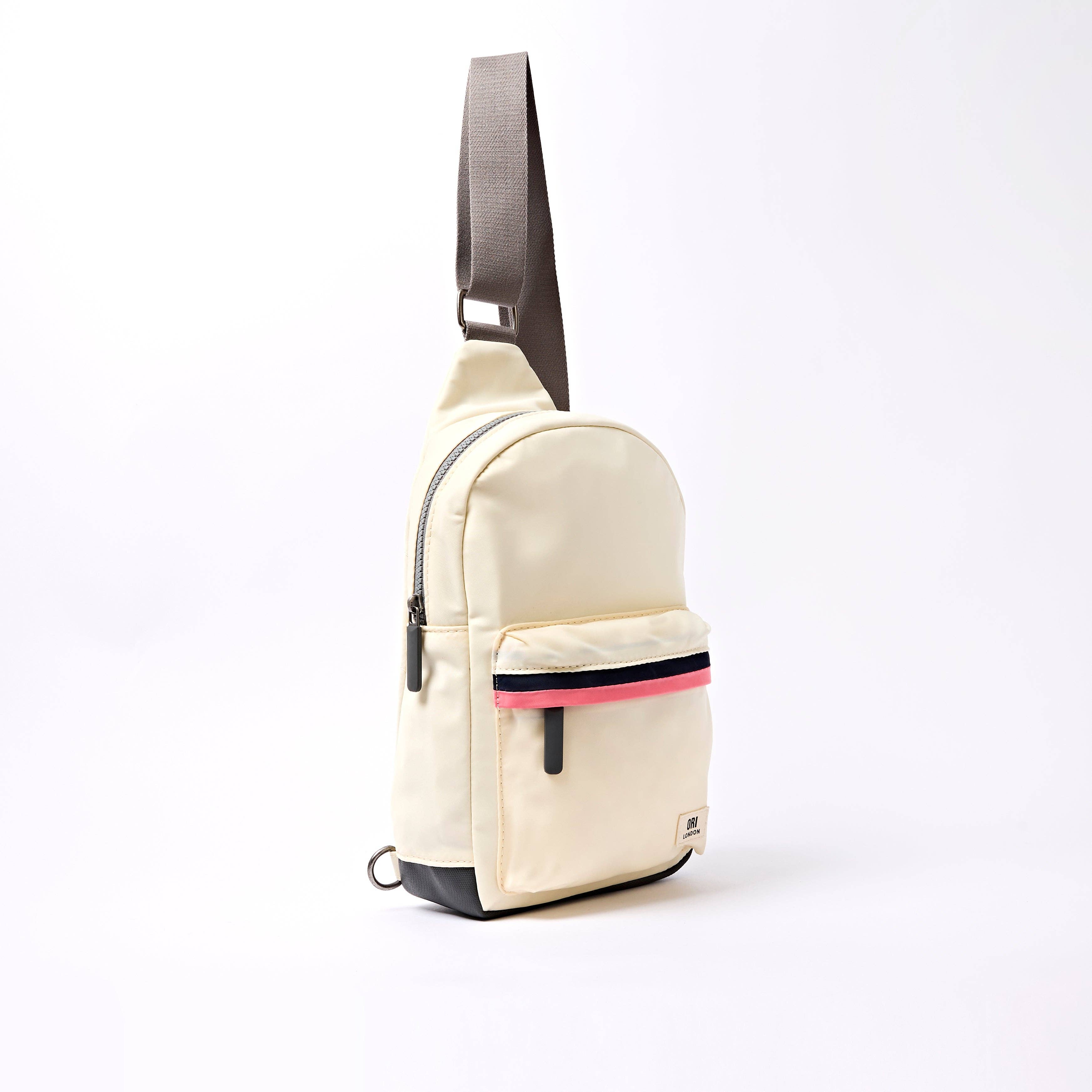 Willesden Sling Bag in Wax Paper Stripe Nylon: Large