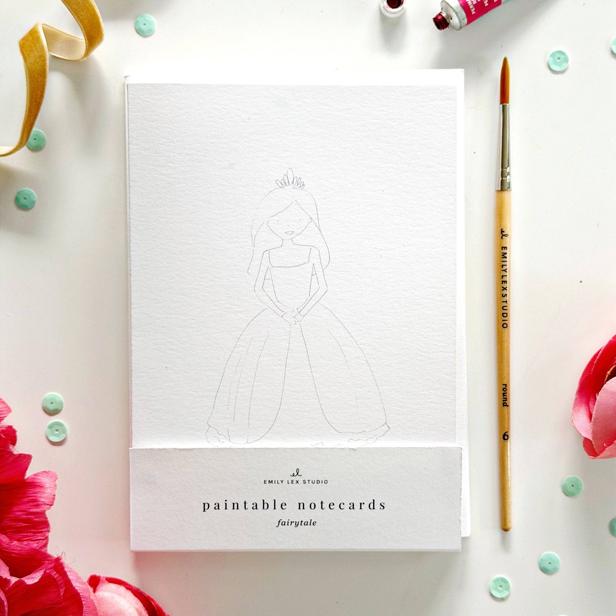 Fairytale paintable watercolor notecard set
