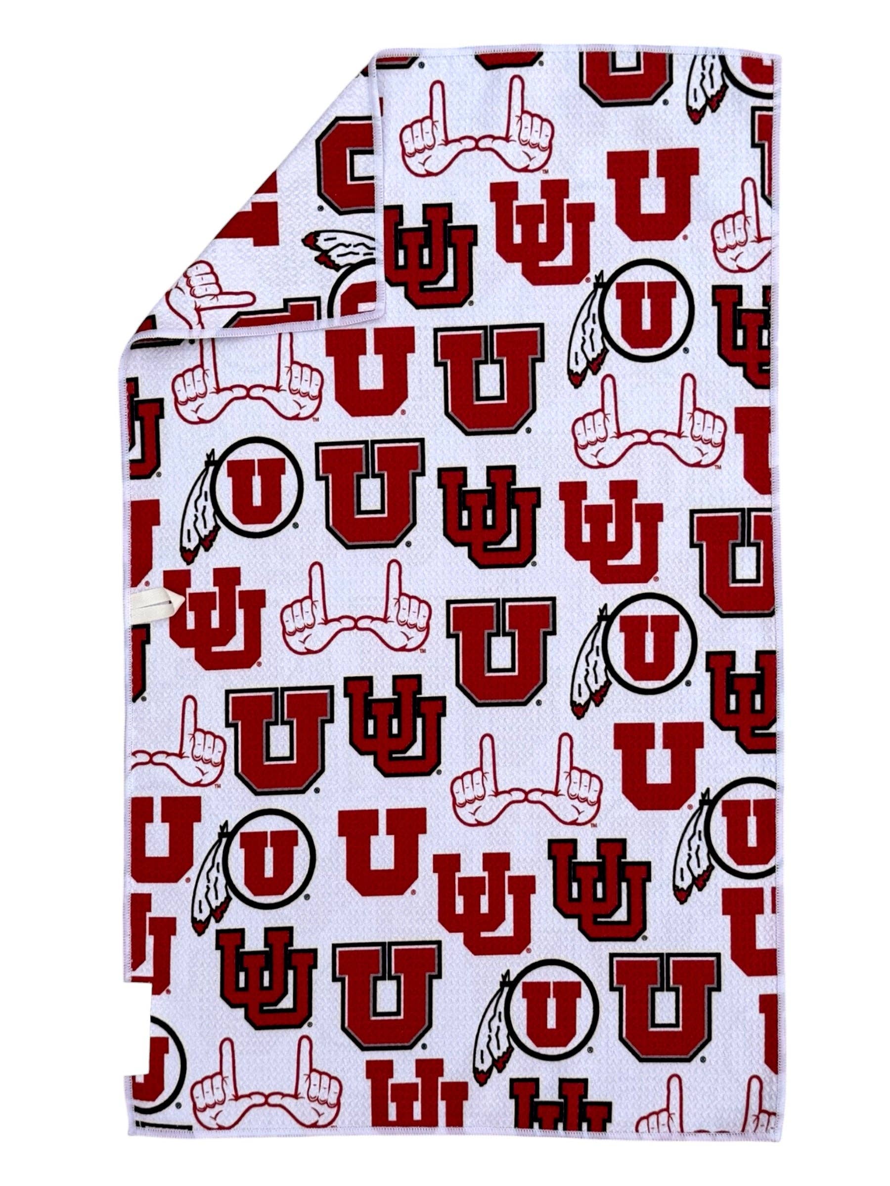 Fear The U: Double-Sided Hand Towel: White/Red / Hand Towel (17 in x 27 in)