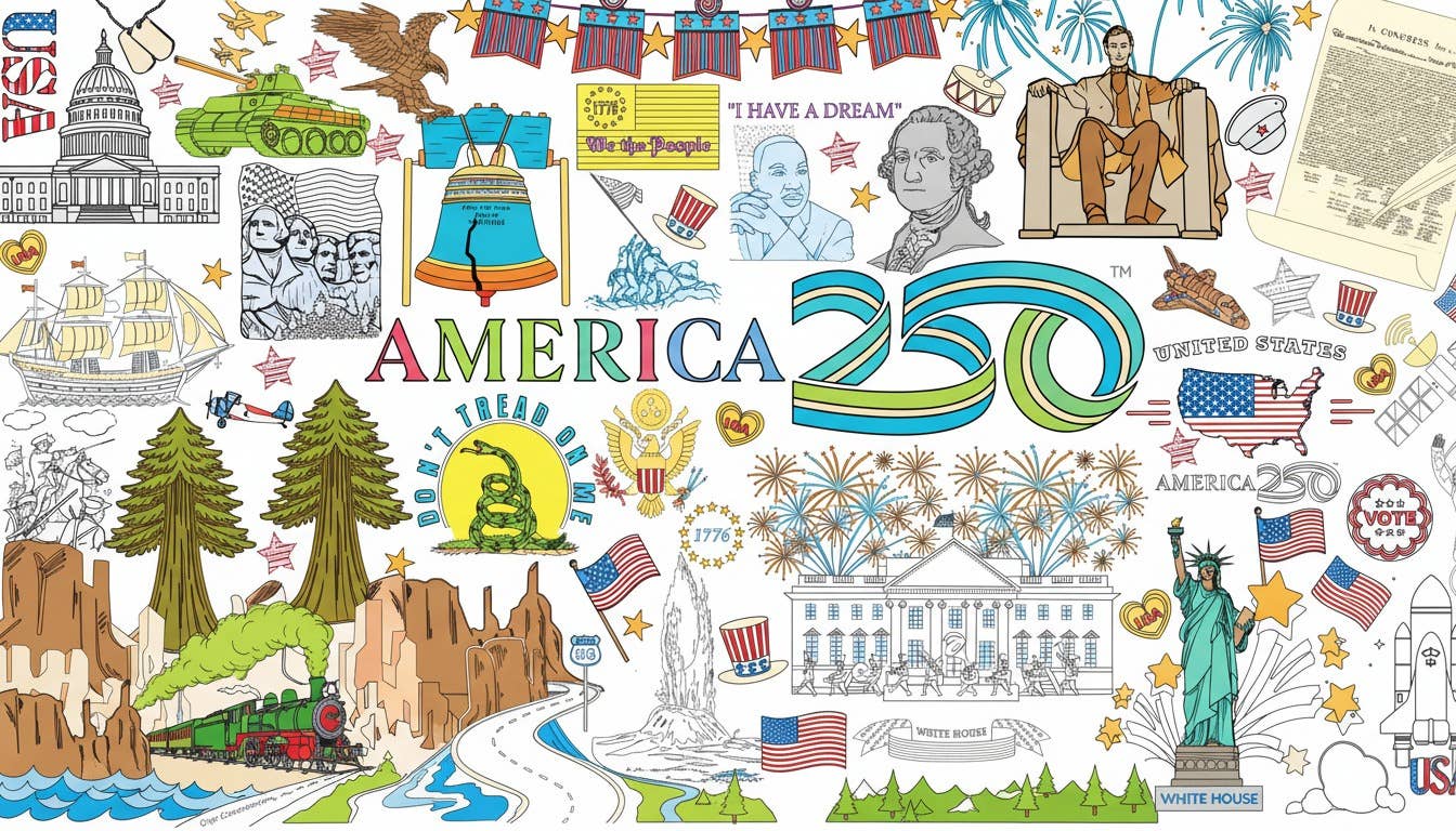 USA Patriotic America 250 Coloring Tablecloth With Crayons 3ft x 6ft