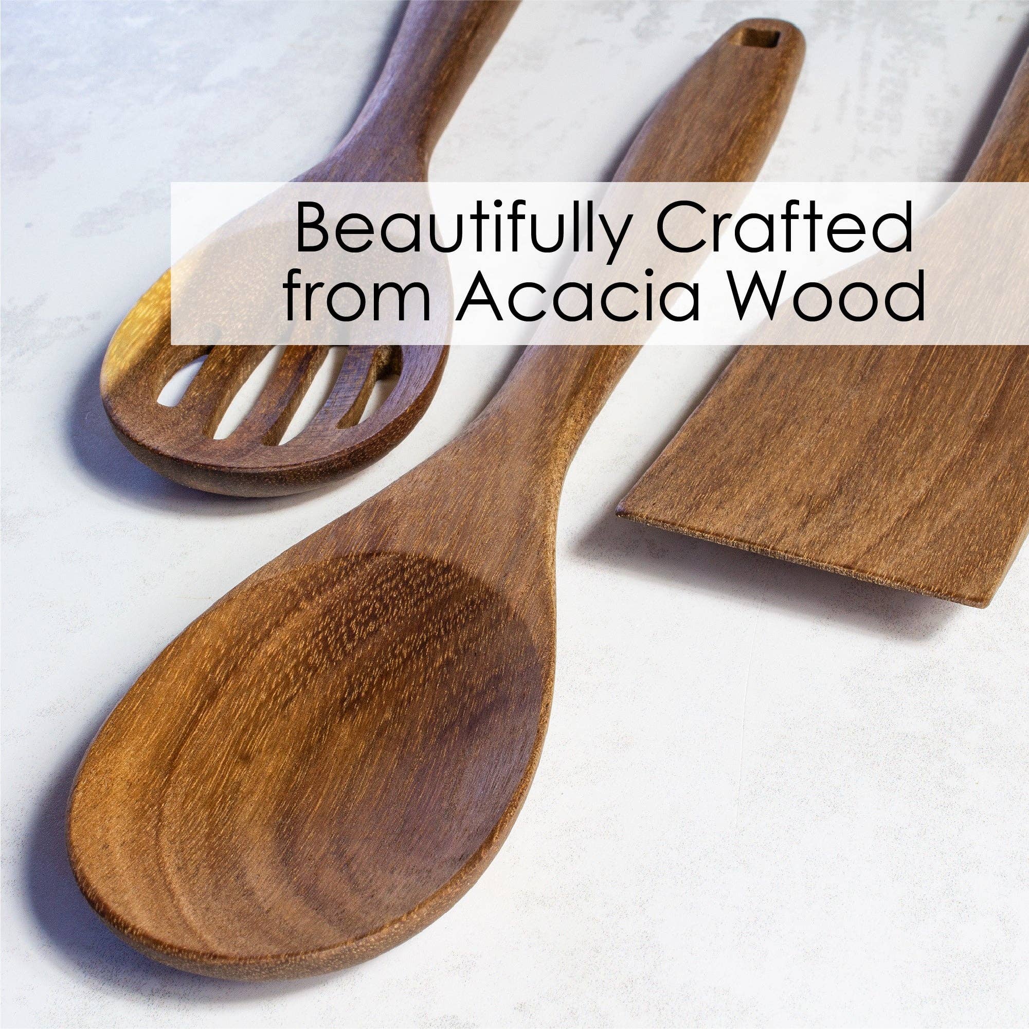 TB Home® 3-Piece Acacia Wood Cooking Utensil Set