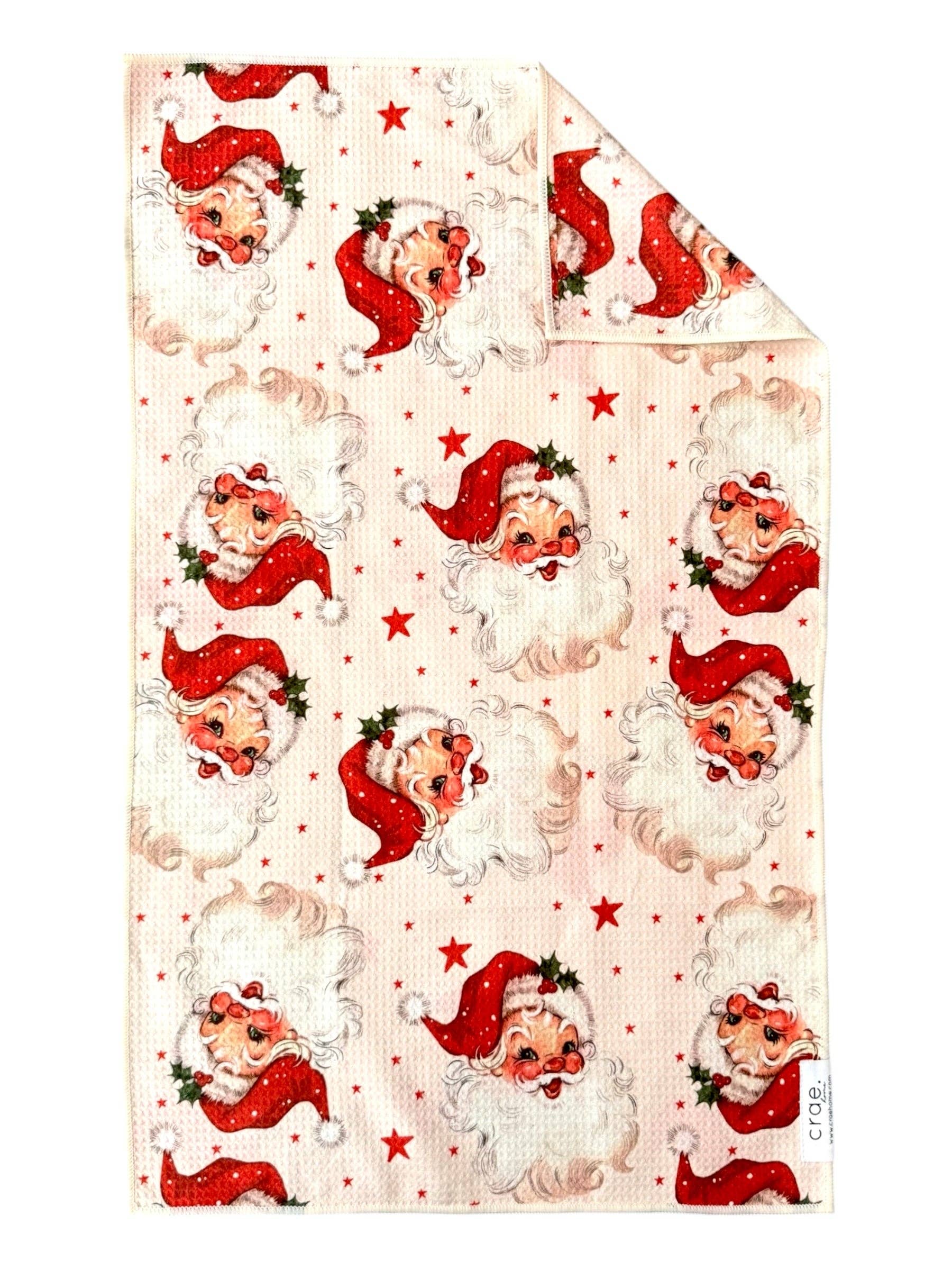 Crae.Home - Merry McSanta: Double-Sided Hand Towel - Cream / Hand Towel (17 in x 27 in)