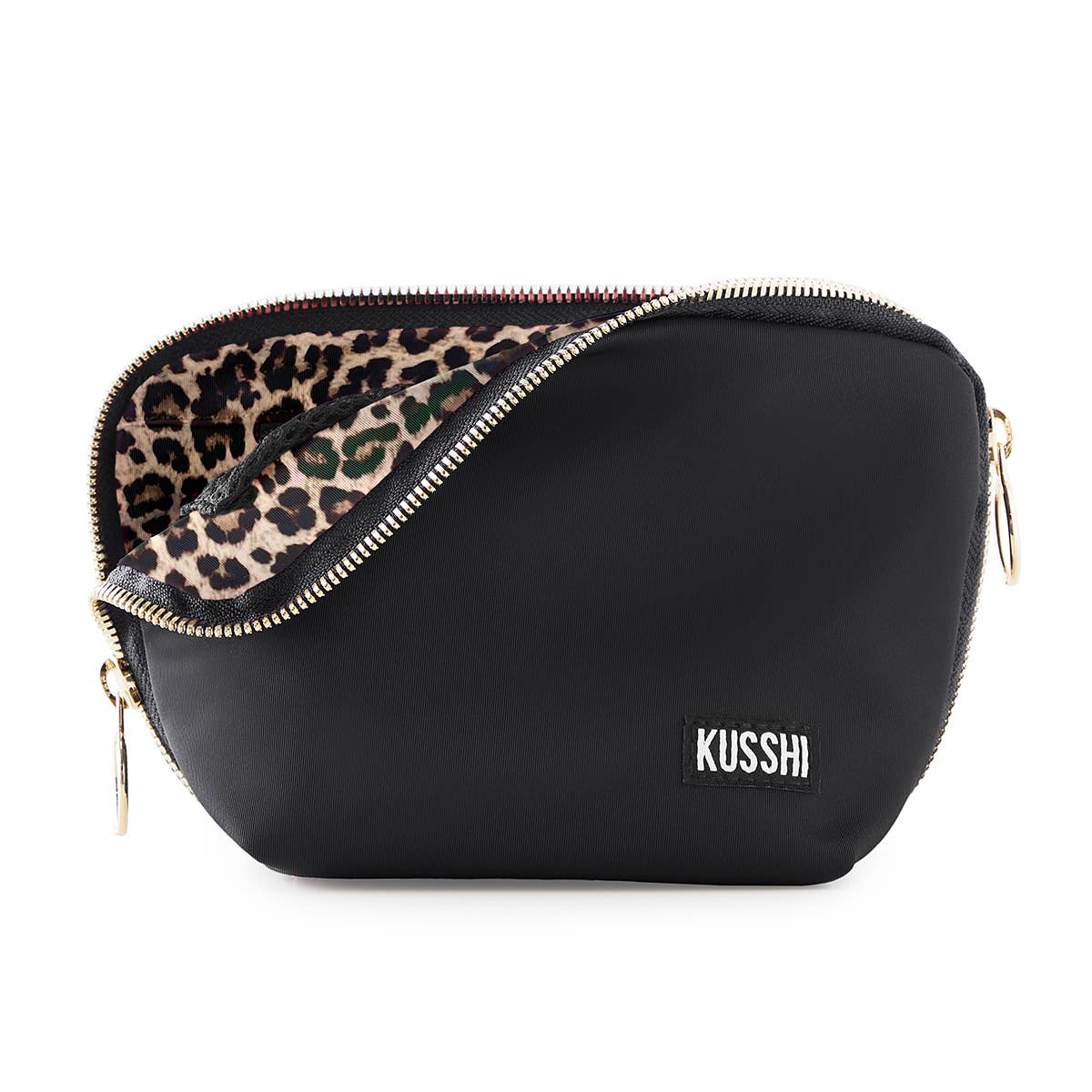 Everyday Makeup Bag - Machine Washable Small Cosmetic Bag, : Black/Leopard / Nylon / Everyday Makeup Bag