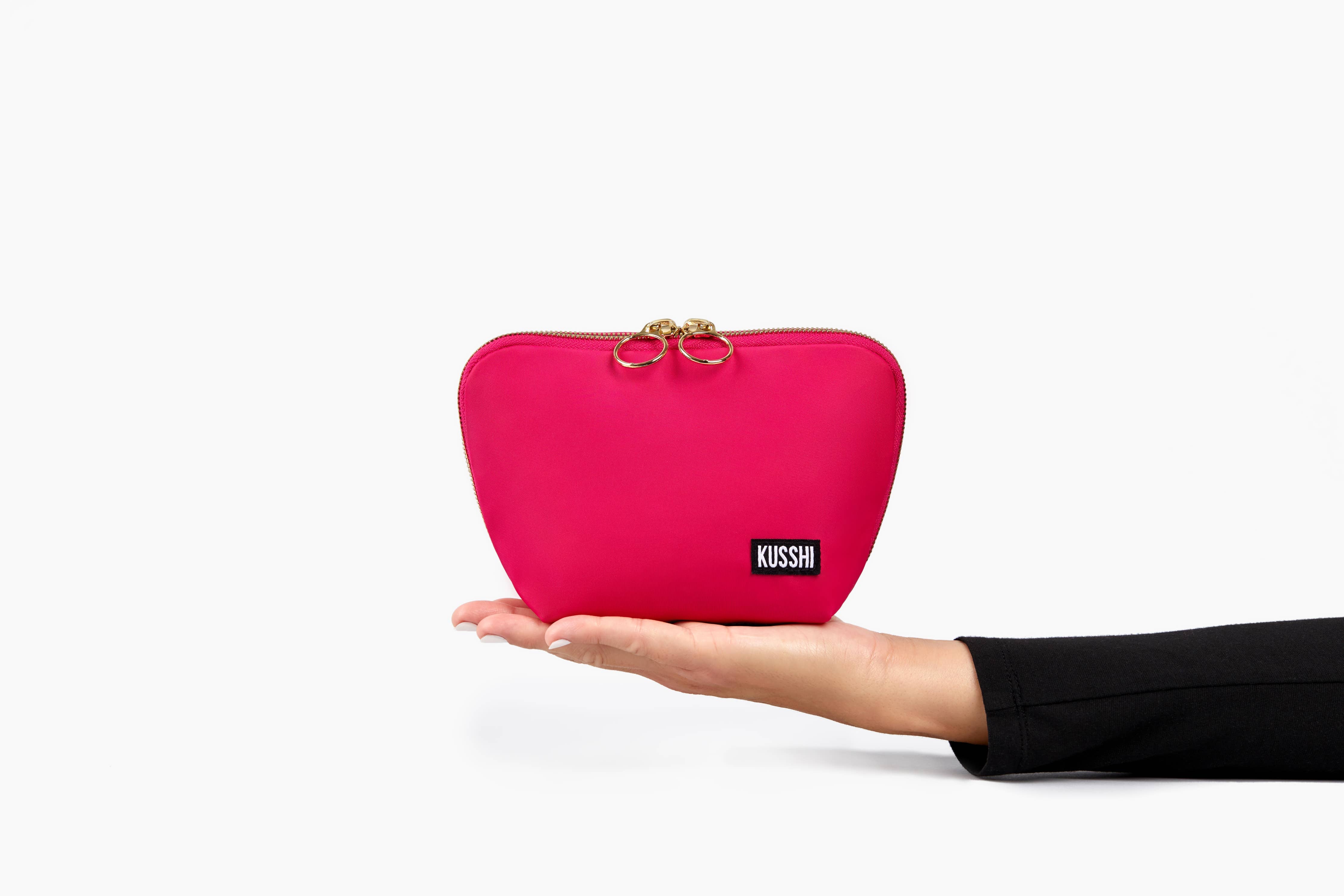 Everyday Makeup Bag - Machine Washable Small Cosmetic Bag, : Navy/Pink / Nylon / Everyday Makeup Bag