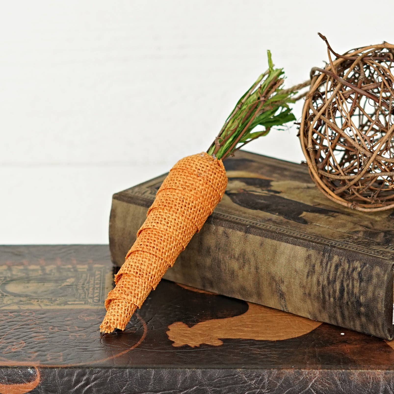 ISB68980- Burlap Carrot Ornament 8" x 1.5" size