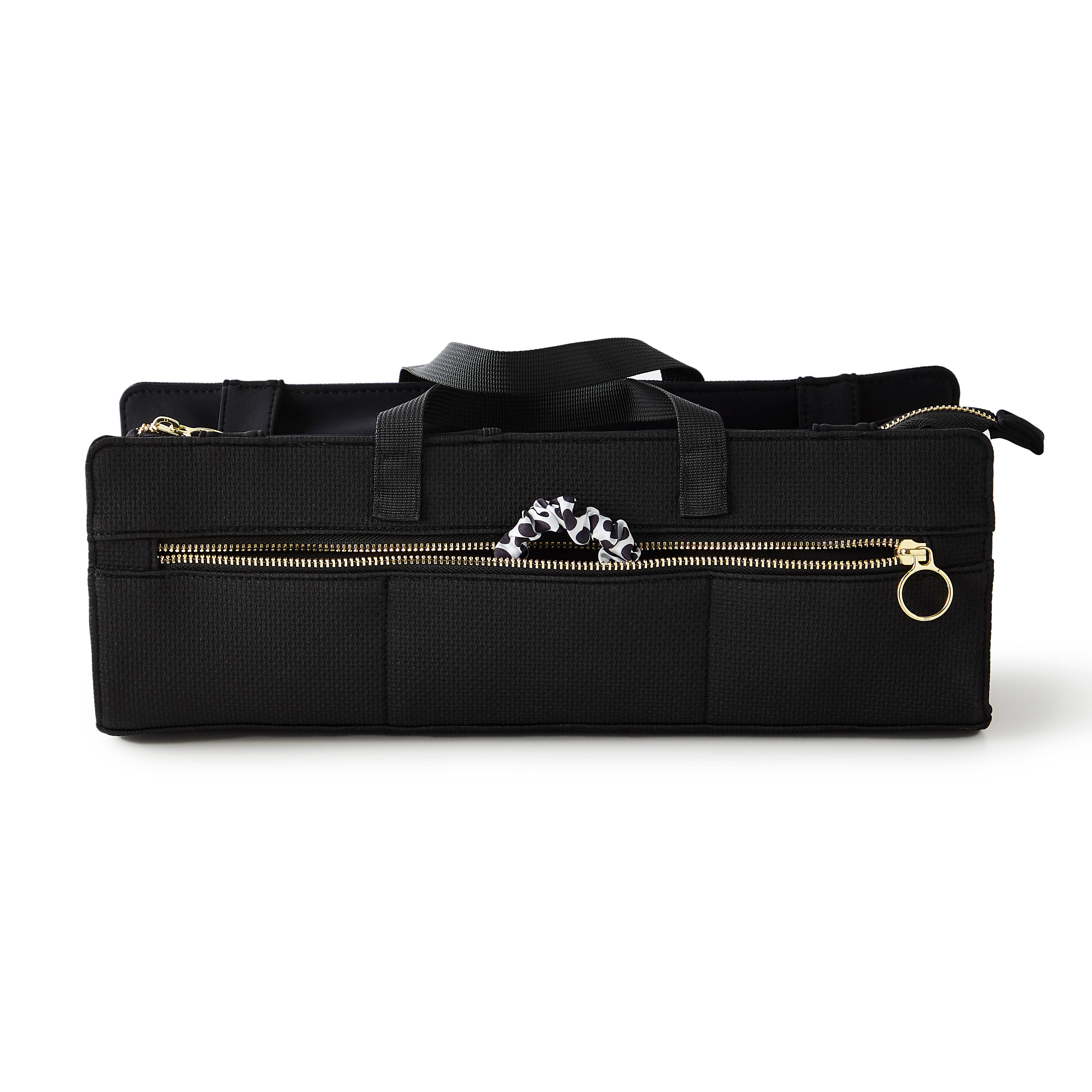 Heat-Resistant Machine Washable Hair Tools Bag: Black/Pink