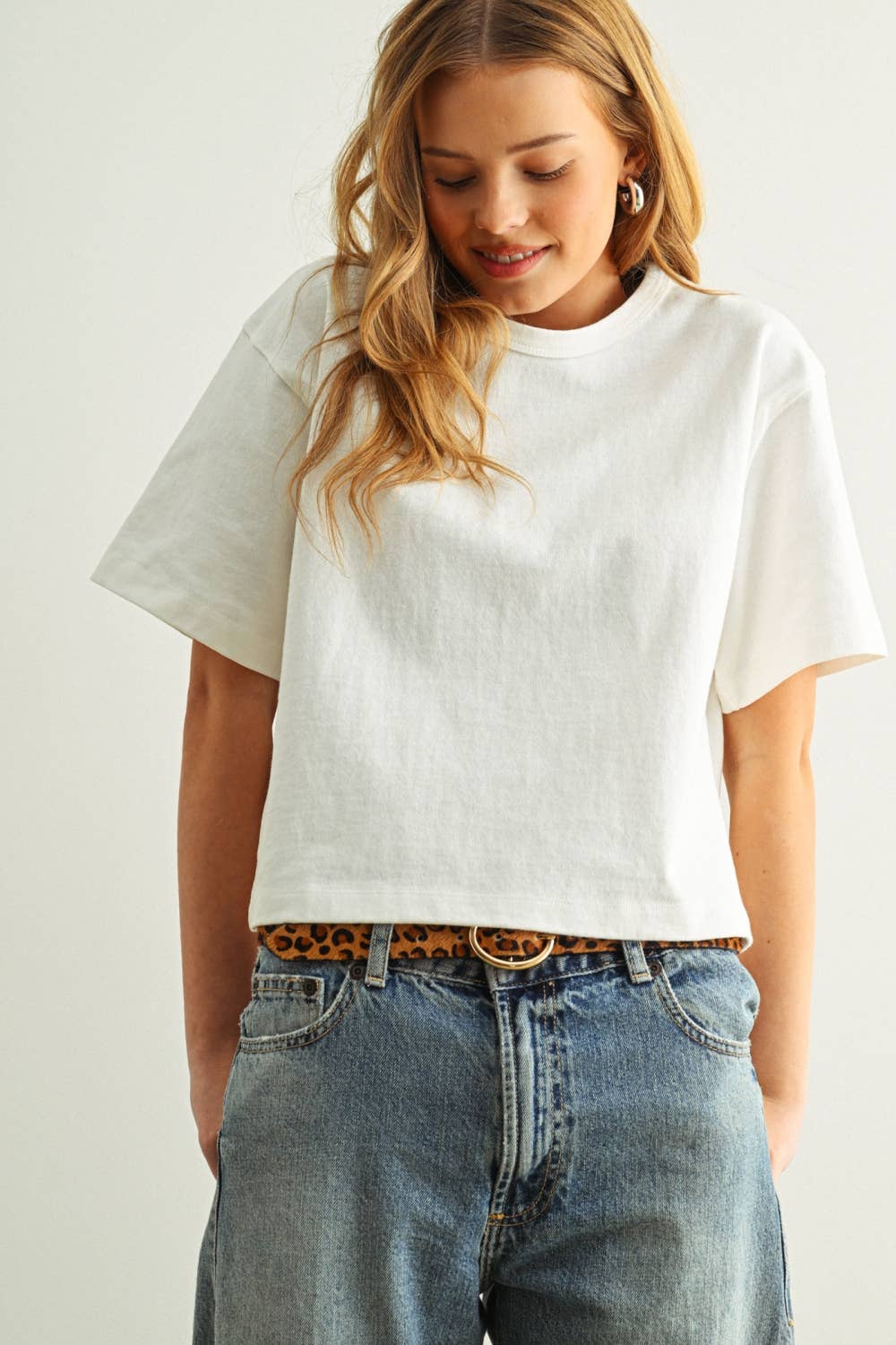 ET6399   SHORT SLEEVE LINEN KNITTED TOP: OATMEAL / L