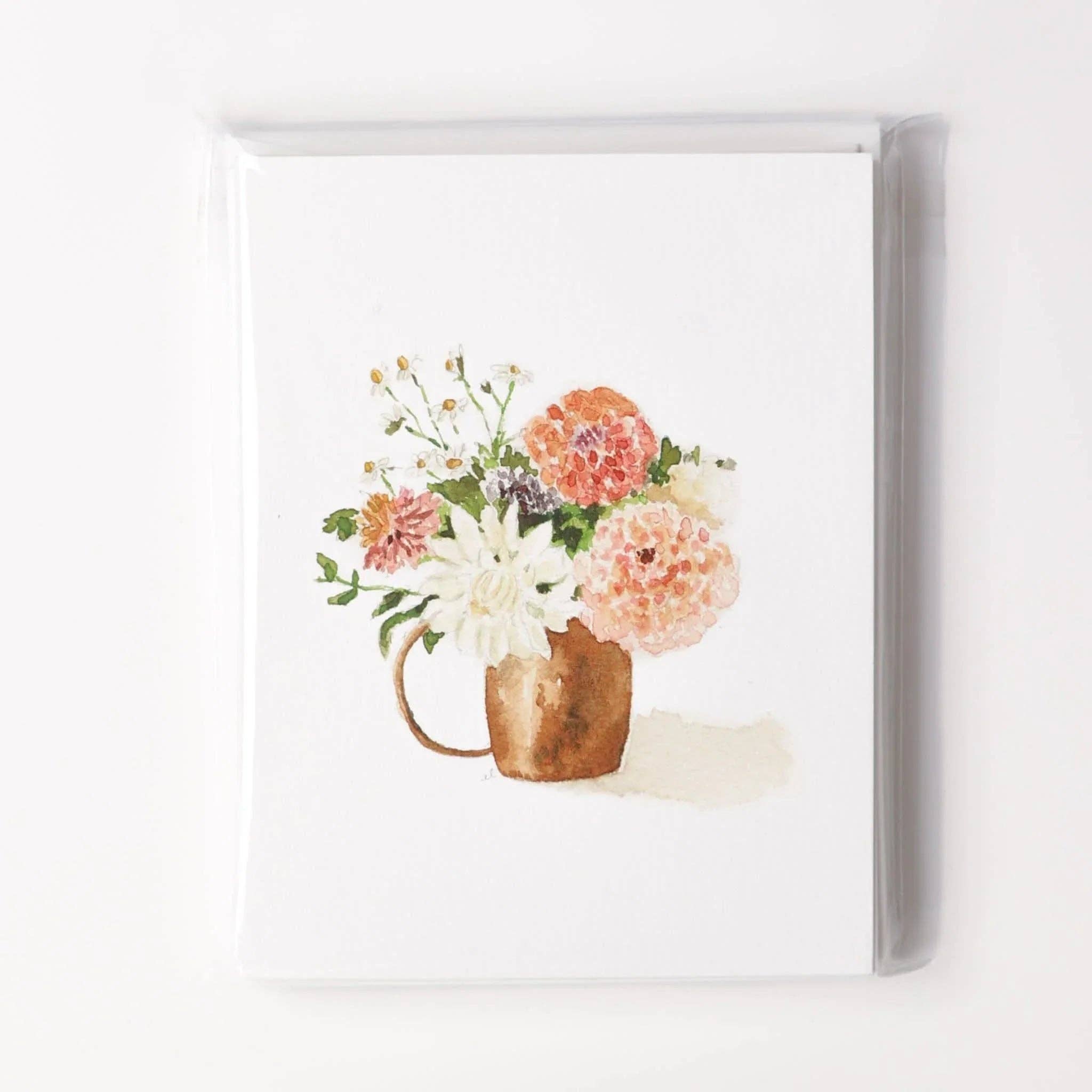 Dahlia bouquet notecard: Single card