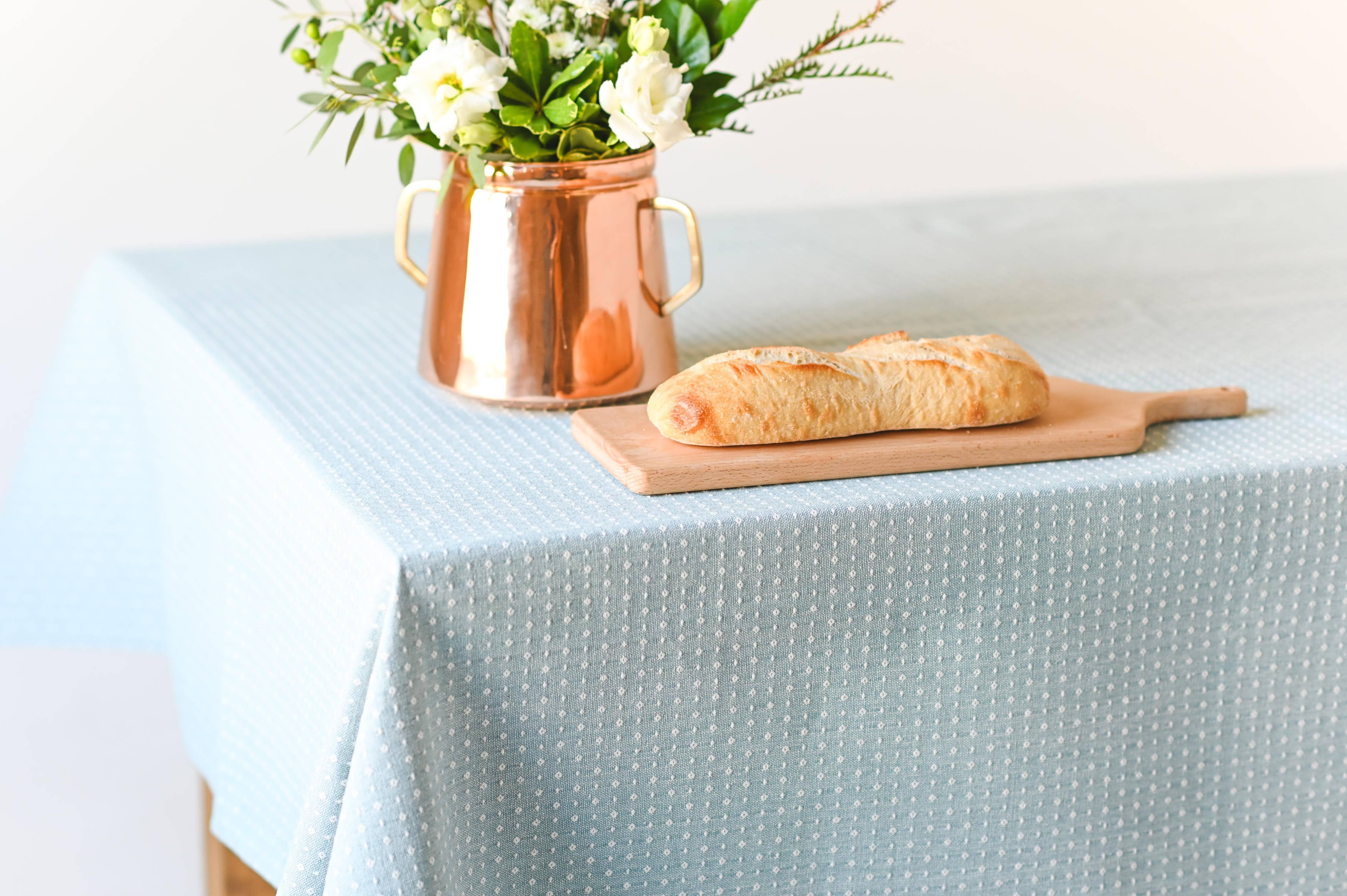 Blue Dotted Tablecloth: 60" x 120"