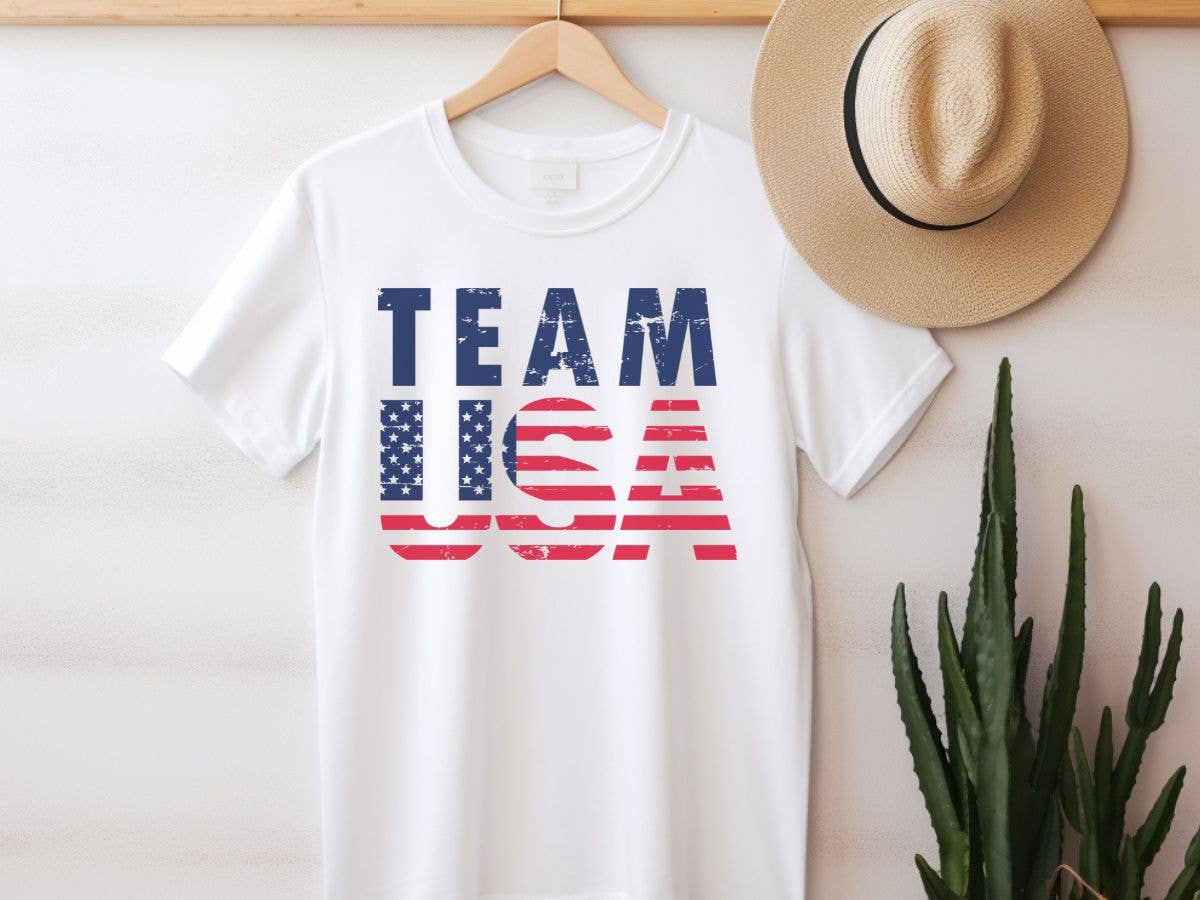 Team USA Olympics  America Patriotic  4th of July T Shirt: White / XS
