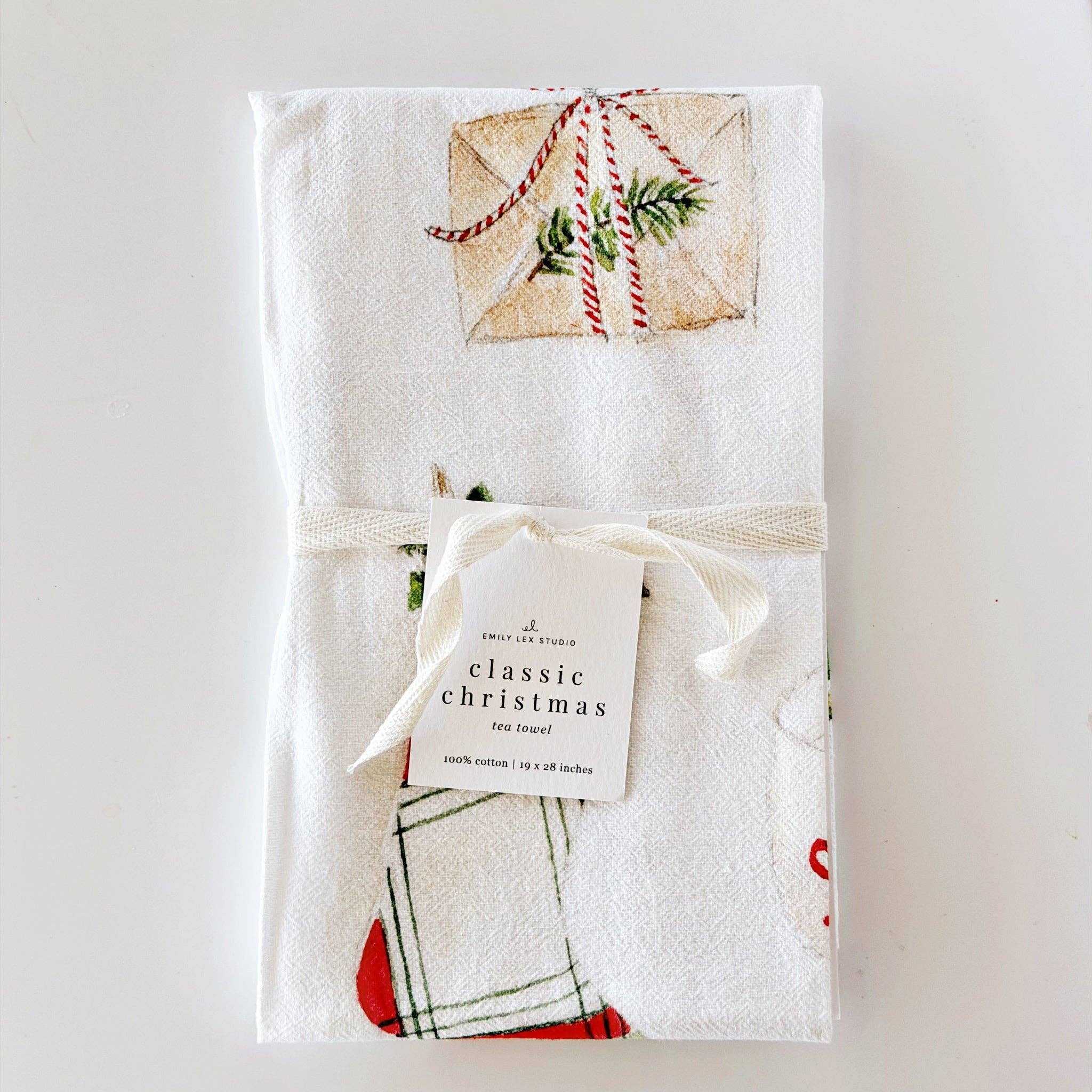 Classic christmas cotton tea towel