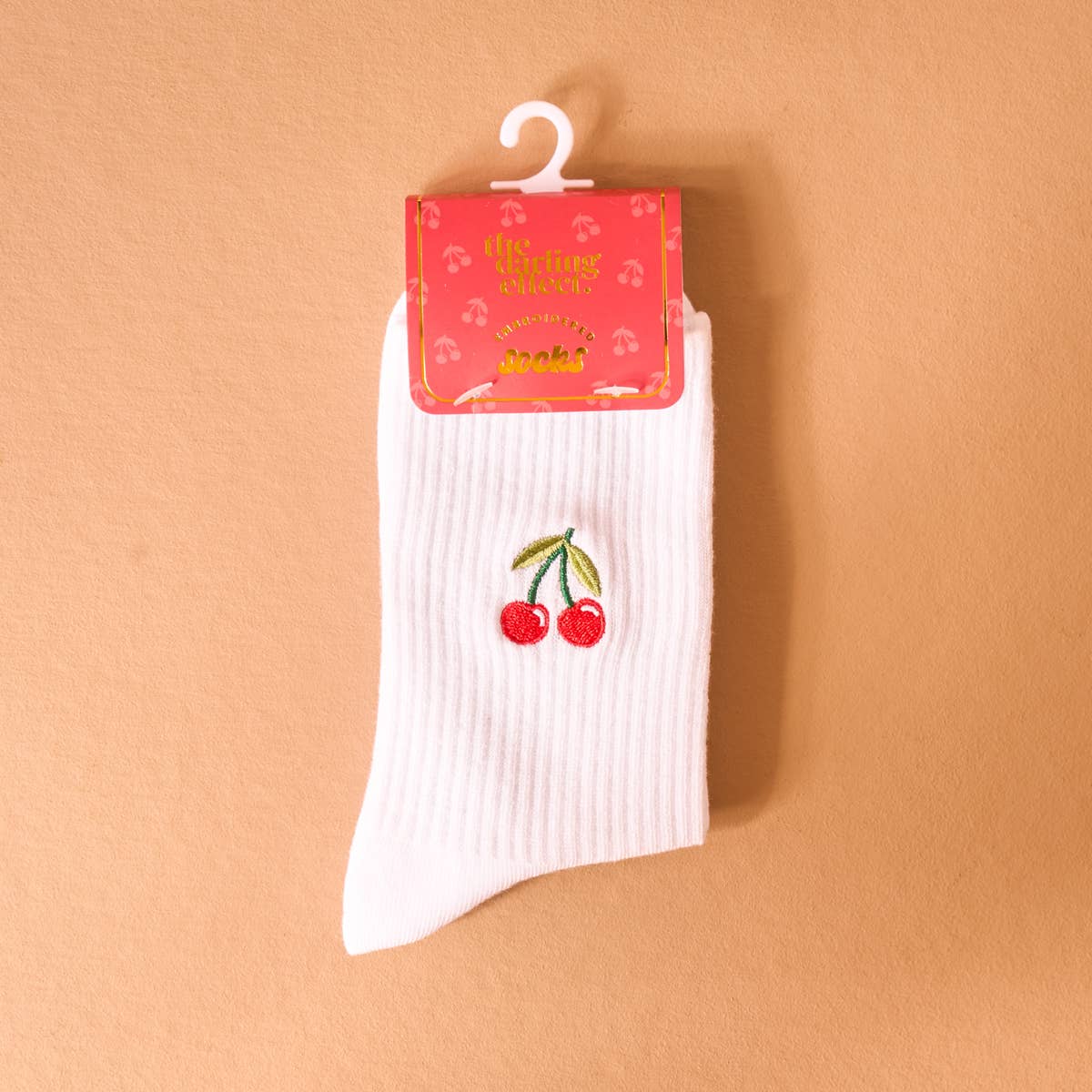 Embroidered Crew Socks–Cherries