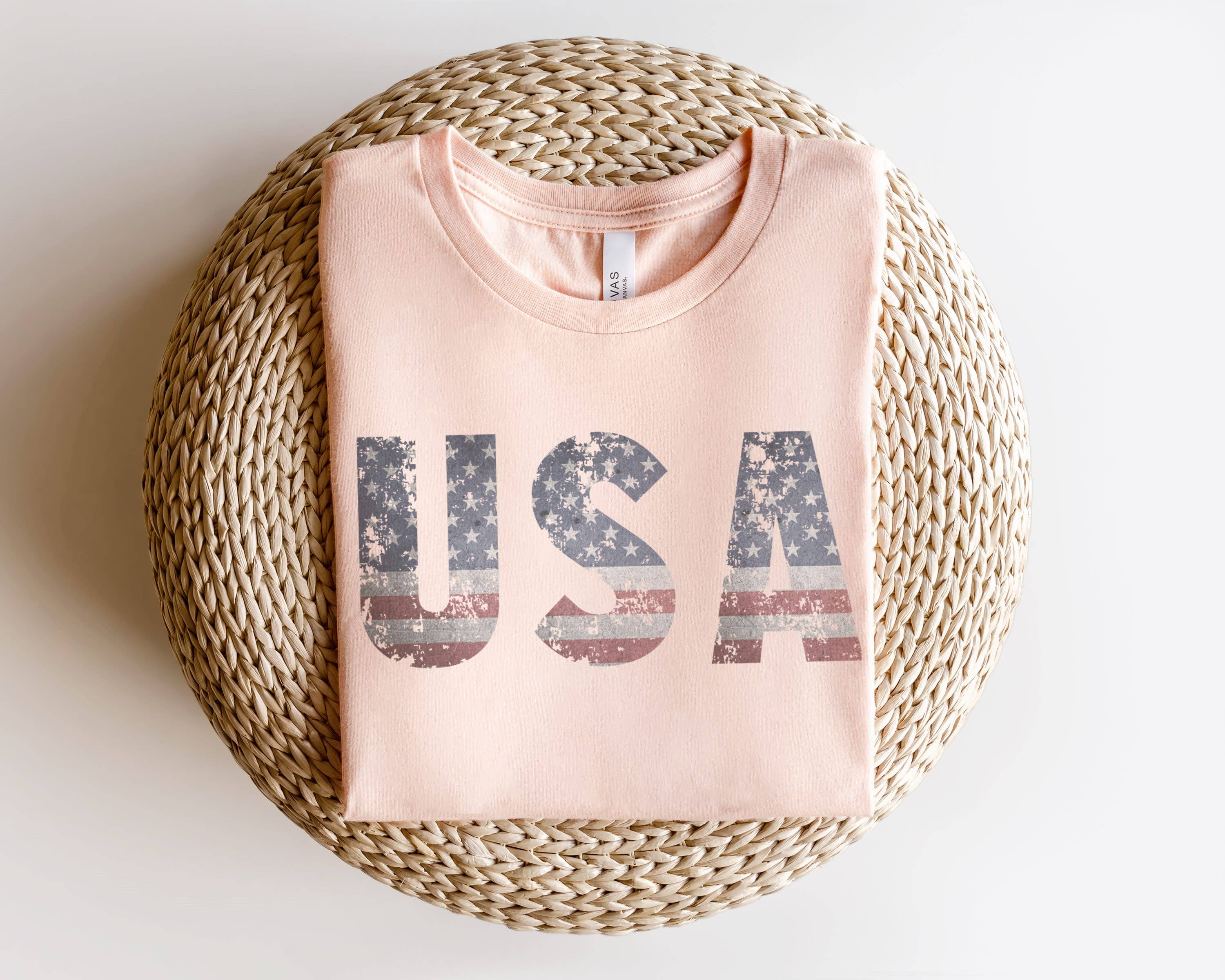 USA American Flag Tee | Patriotic T Shirt: White / Unisex-Medium