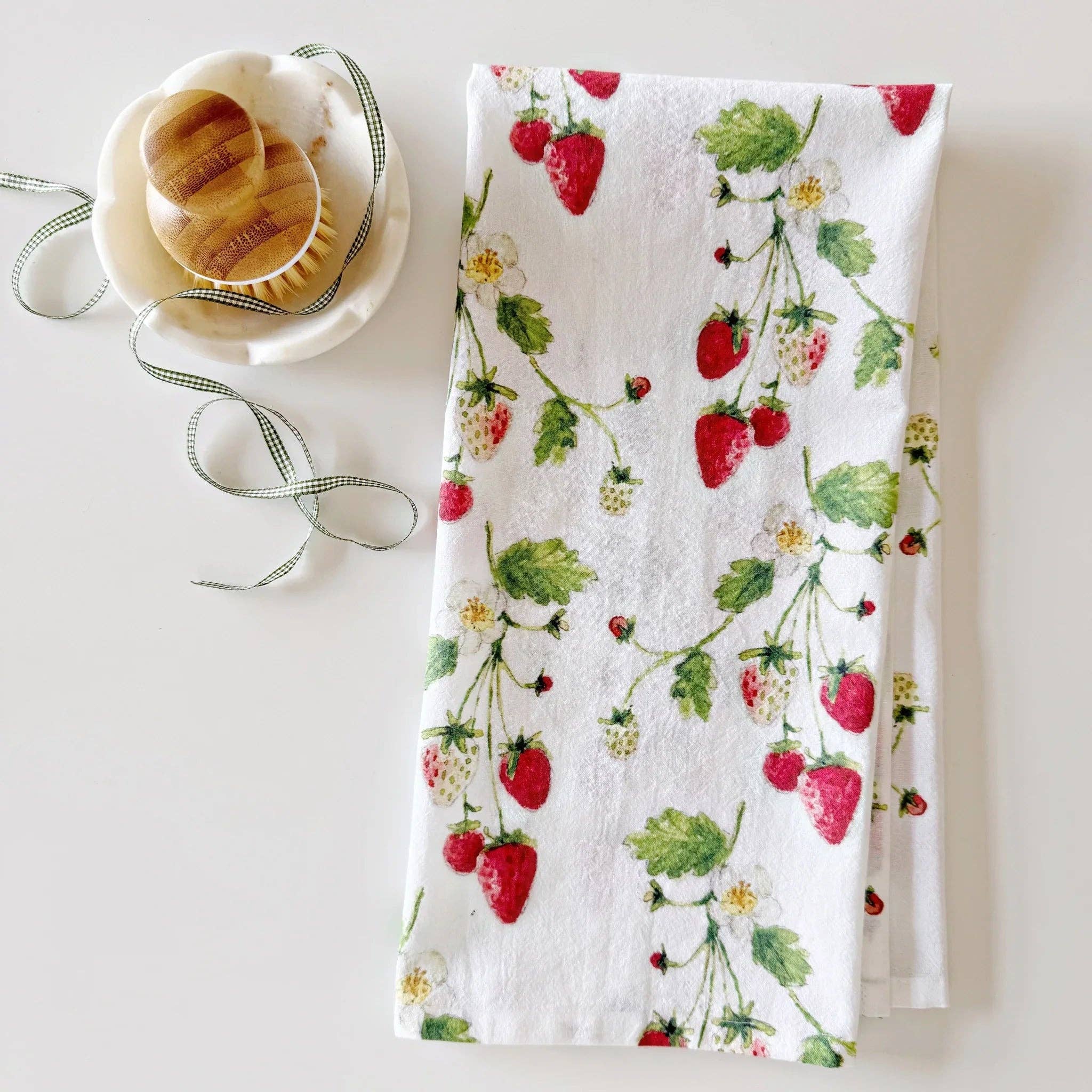 Strawberry cotton flour sack tea towel