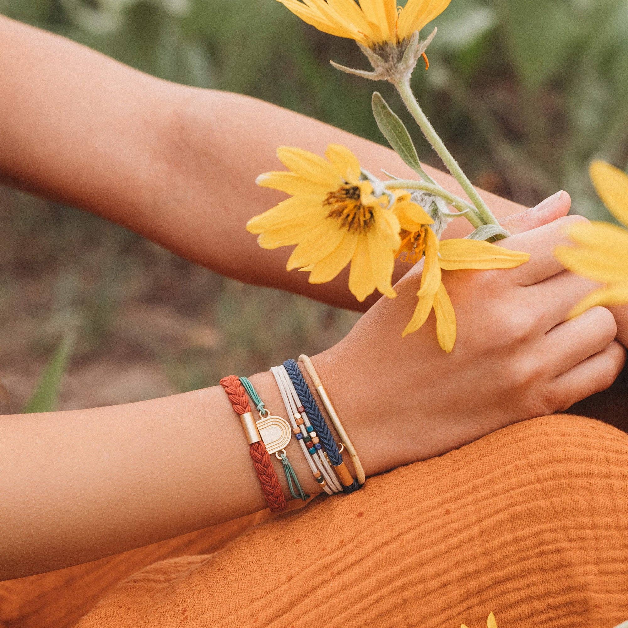 "Imagine" Gold Rainbow Hair Tie Bracelets: Medium