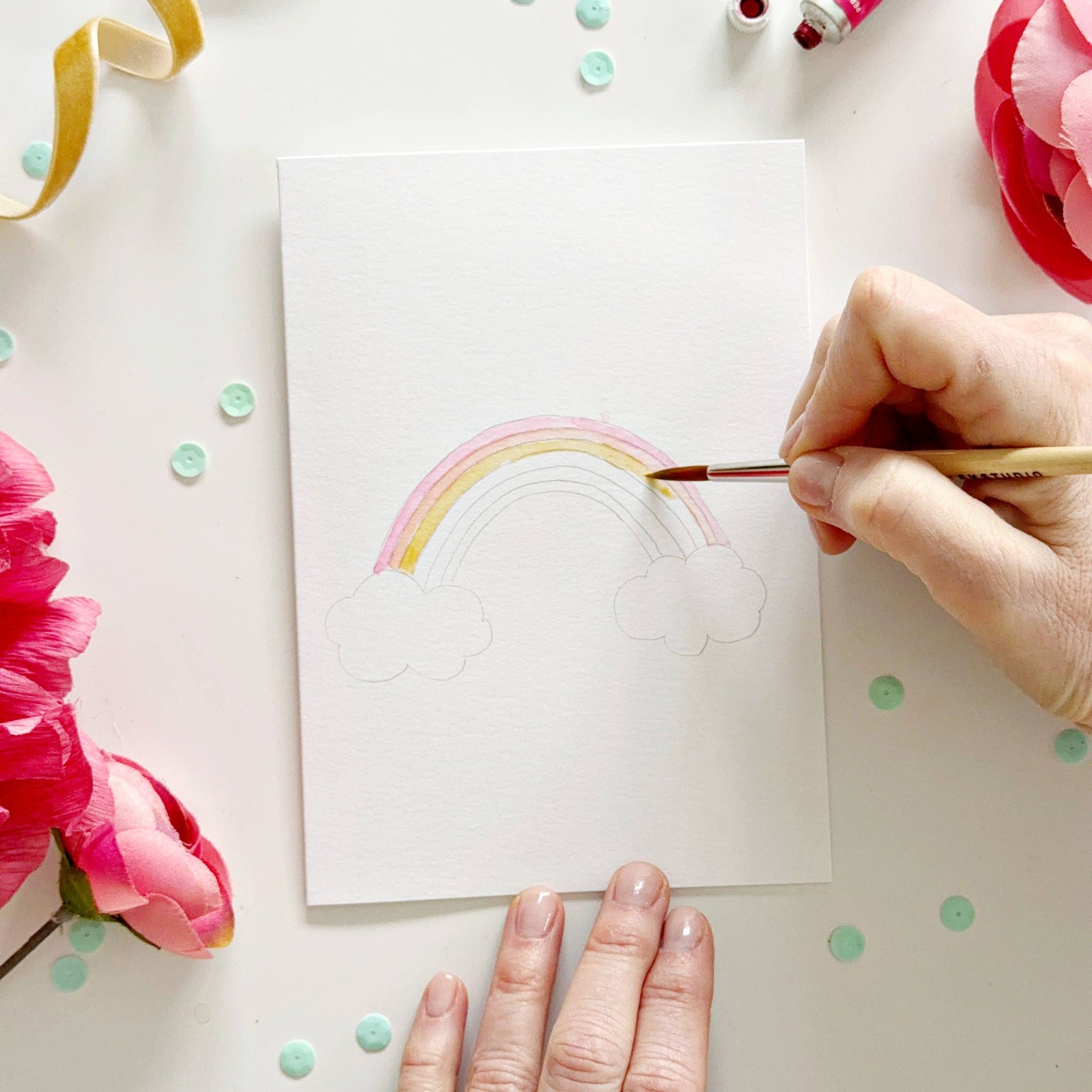 Fairytale paintable watercolor notecard set
