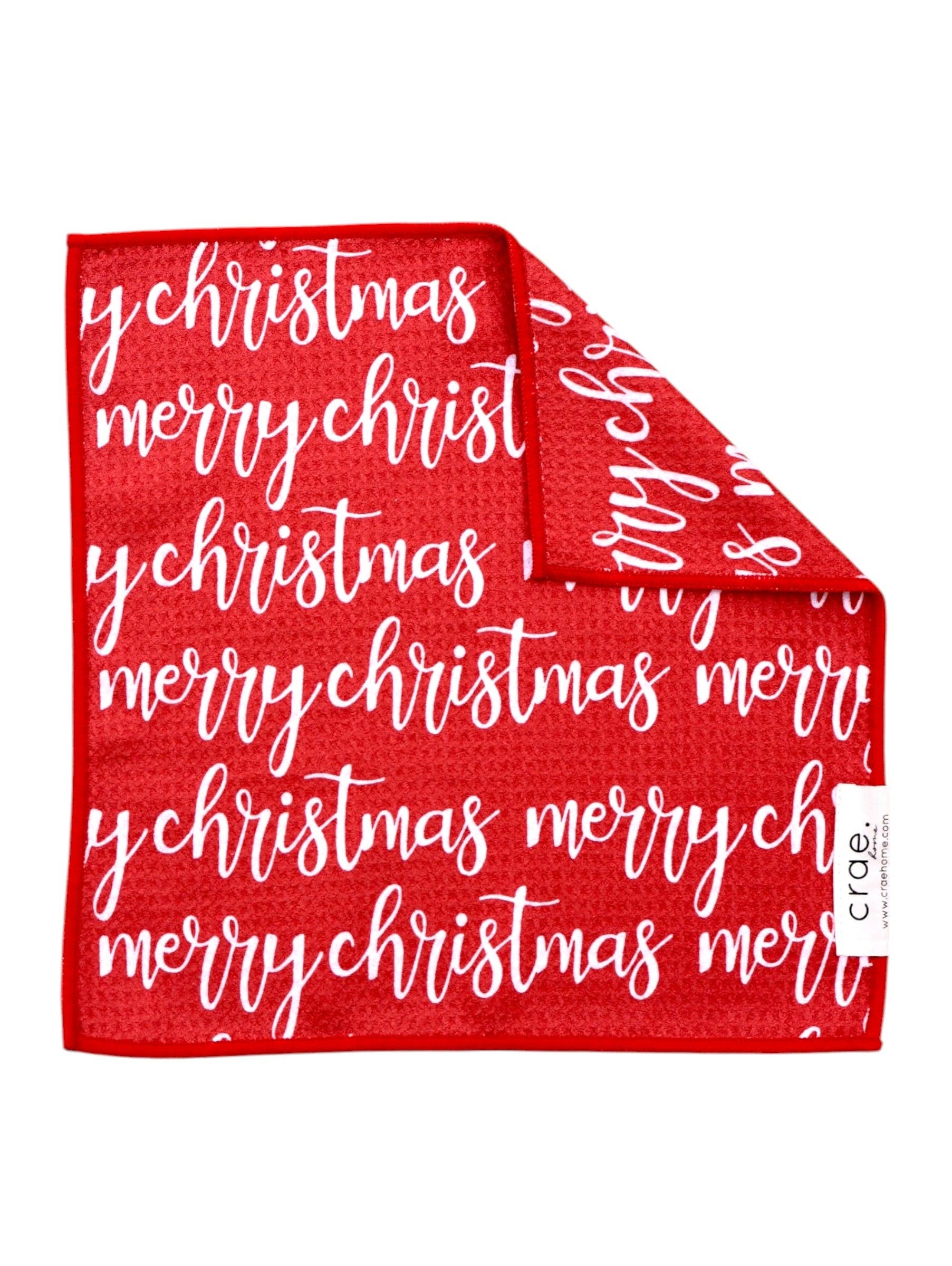Crae.Home - A Very Merry Christmas: Double-Sided Washcloth - Red / Washcloth (12 in x 12 in)