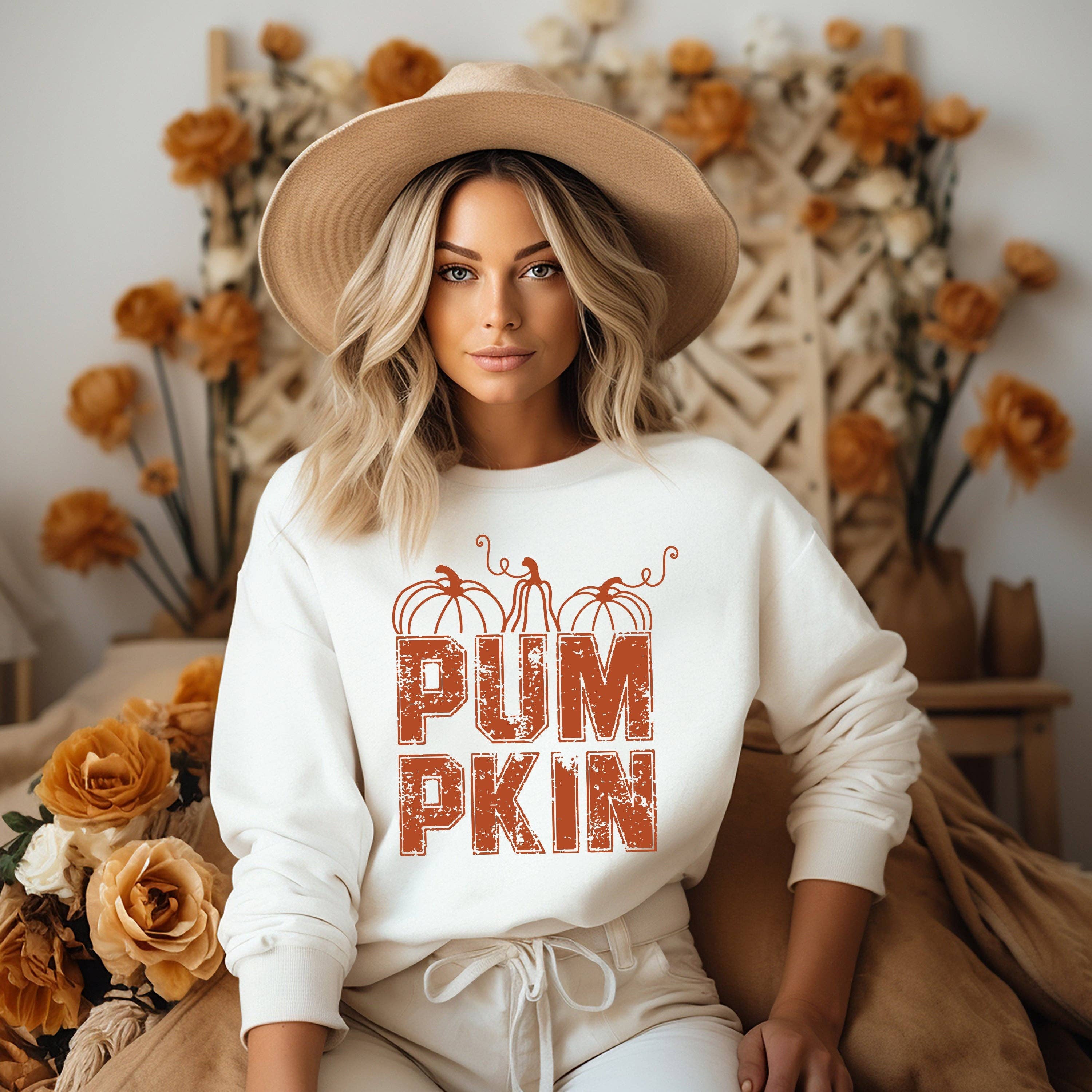 Pumpkin Distressed | Sweatshirt: Dust / Orange Ink / XL