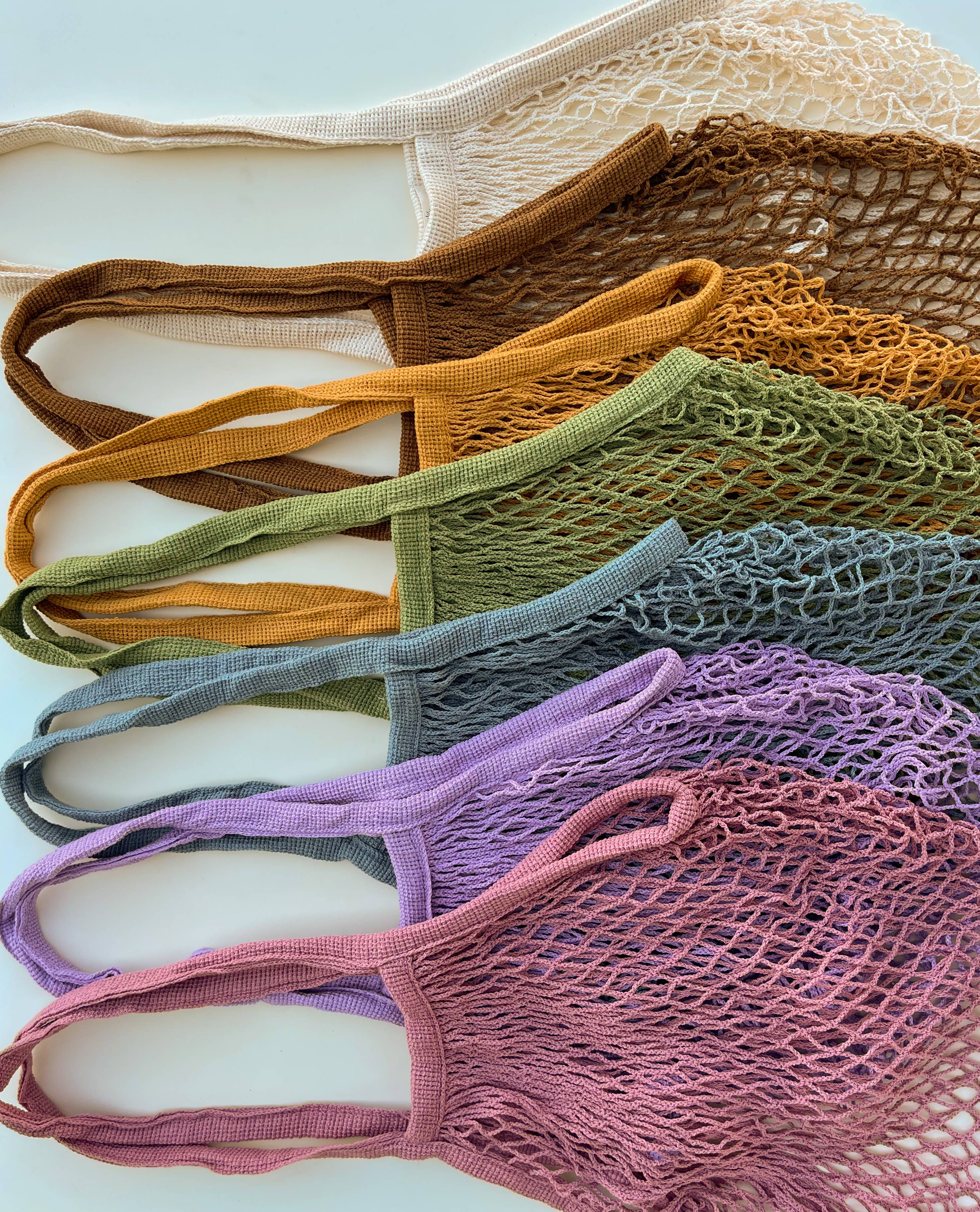 French Market Bag, Reusable Grocery Bag, Mesh Produce Bag: Beige