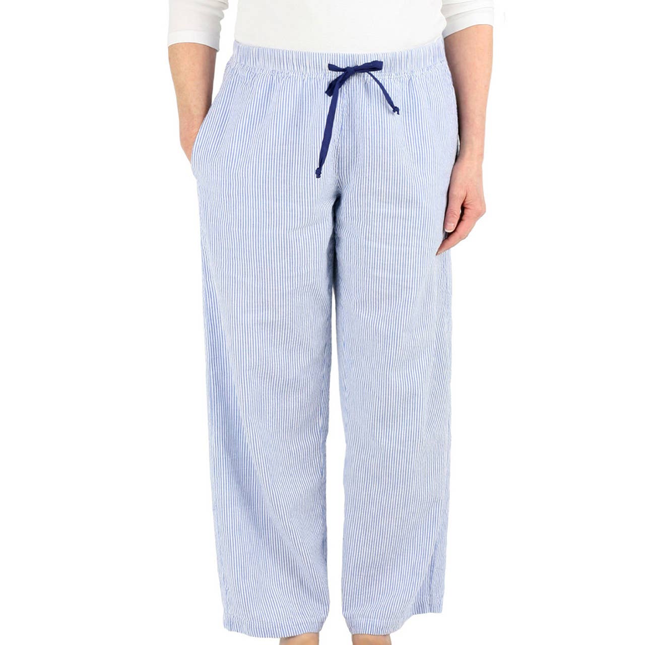 Blue Seersucker Sleep Pants: XS