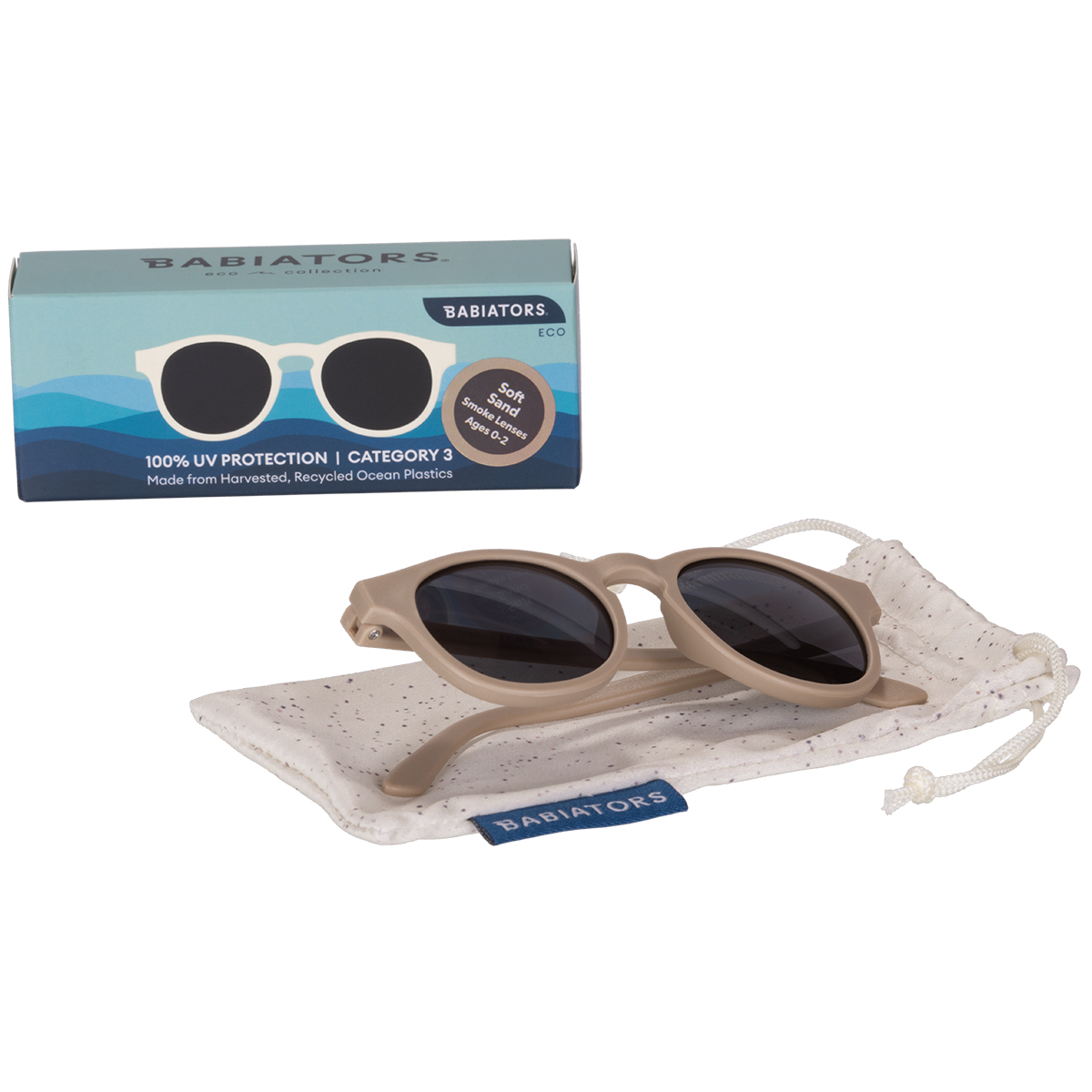 Kids Eco Collection: Keyhole Sunglasses in Soft Sand: Ages 3-5