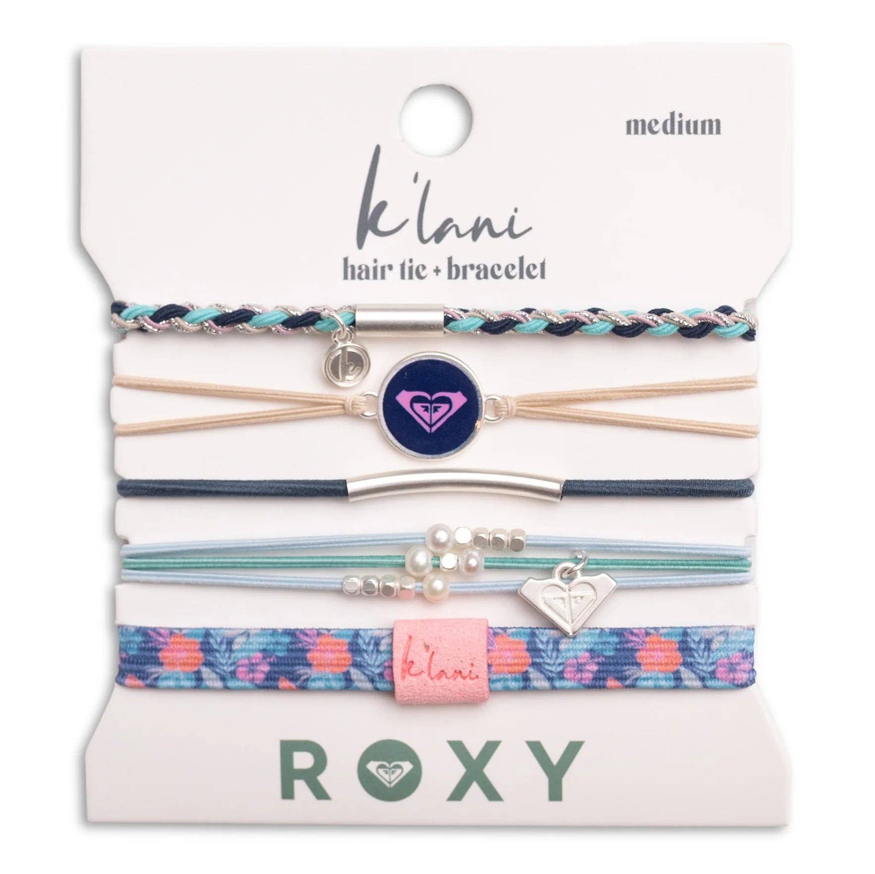 "Roxy Ocean Bloom" Tropical Blues Hair Tie Bracelets: Small