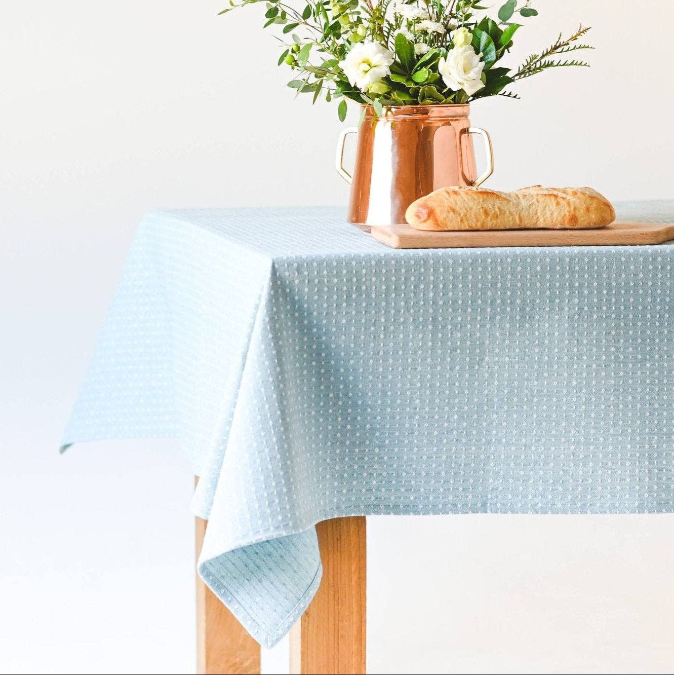 Blue Dotted Tablecloth: 60" x 90"