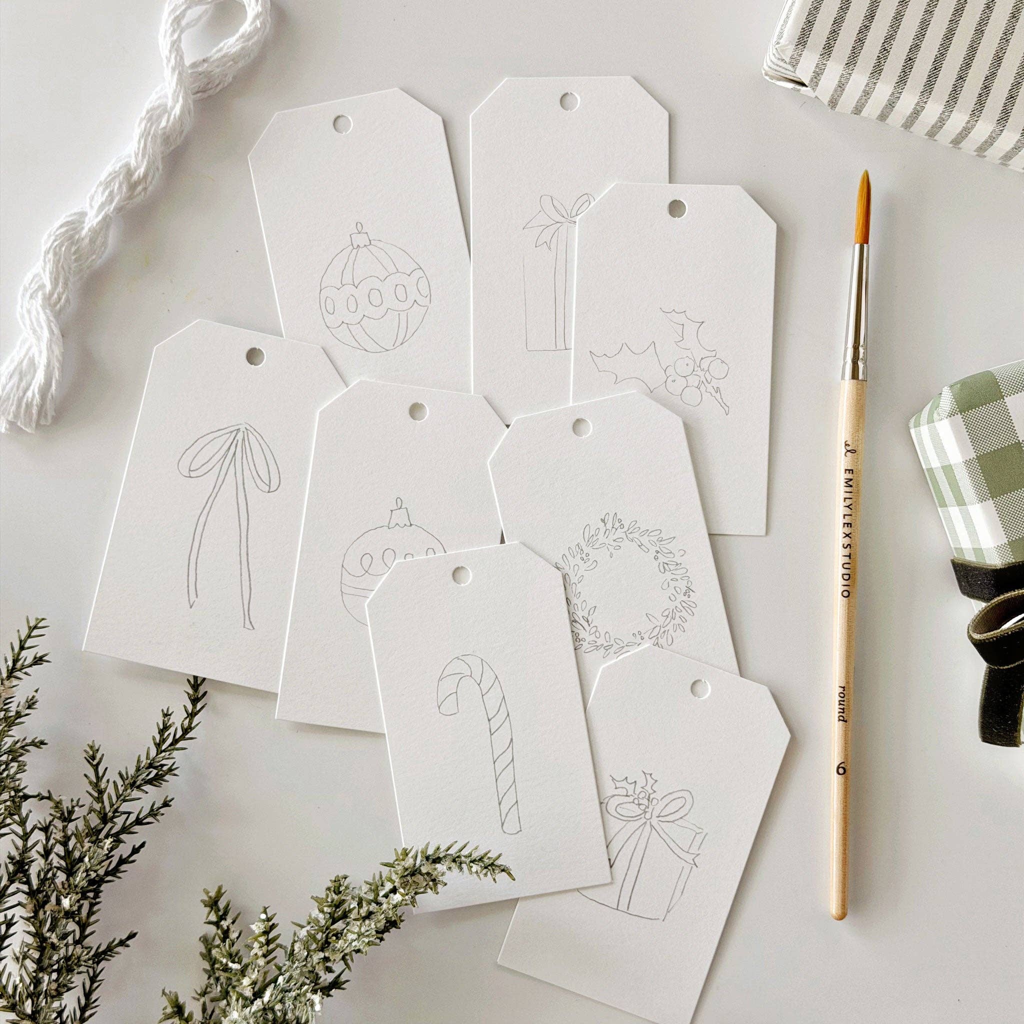 Classic christmas paintable gift tags