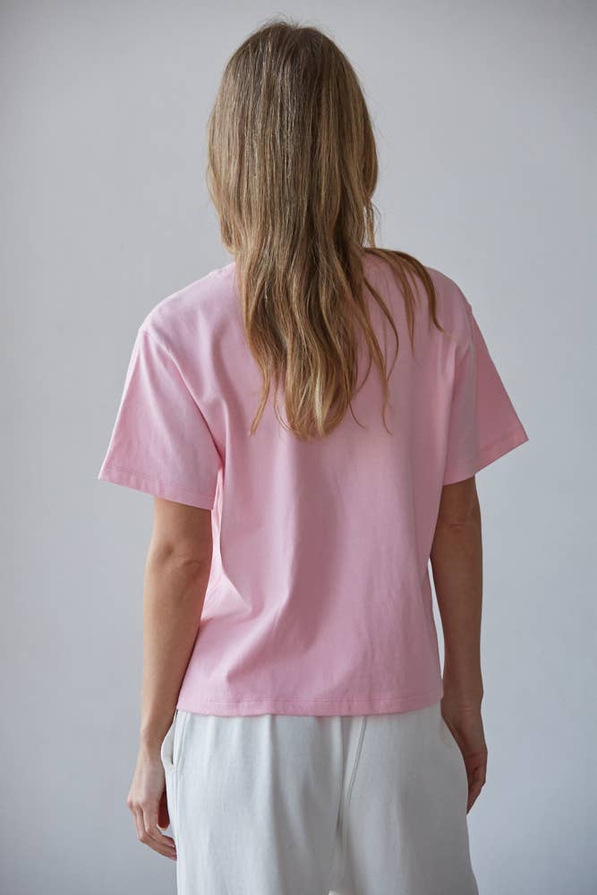 L8788 | Knit Cotton Crew Neck Short Sleeve T-shirt Top: White / M