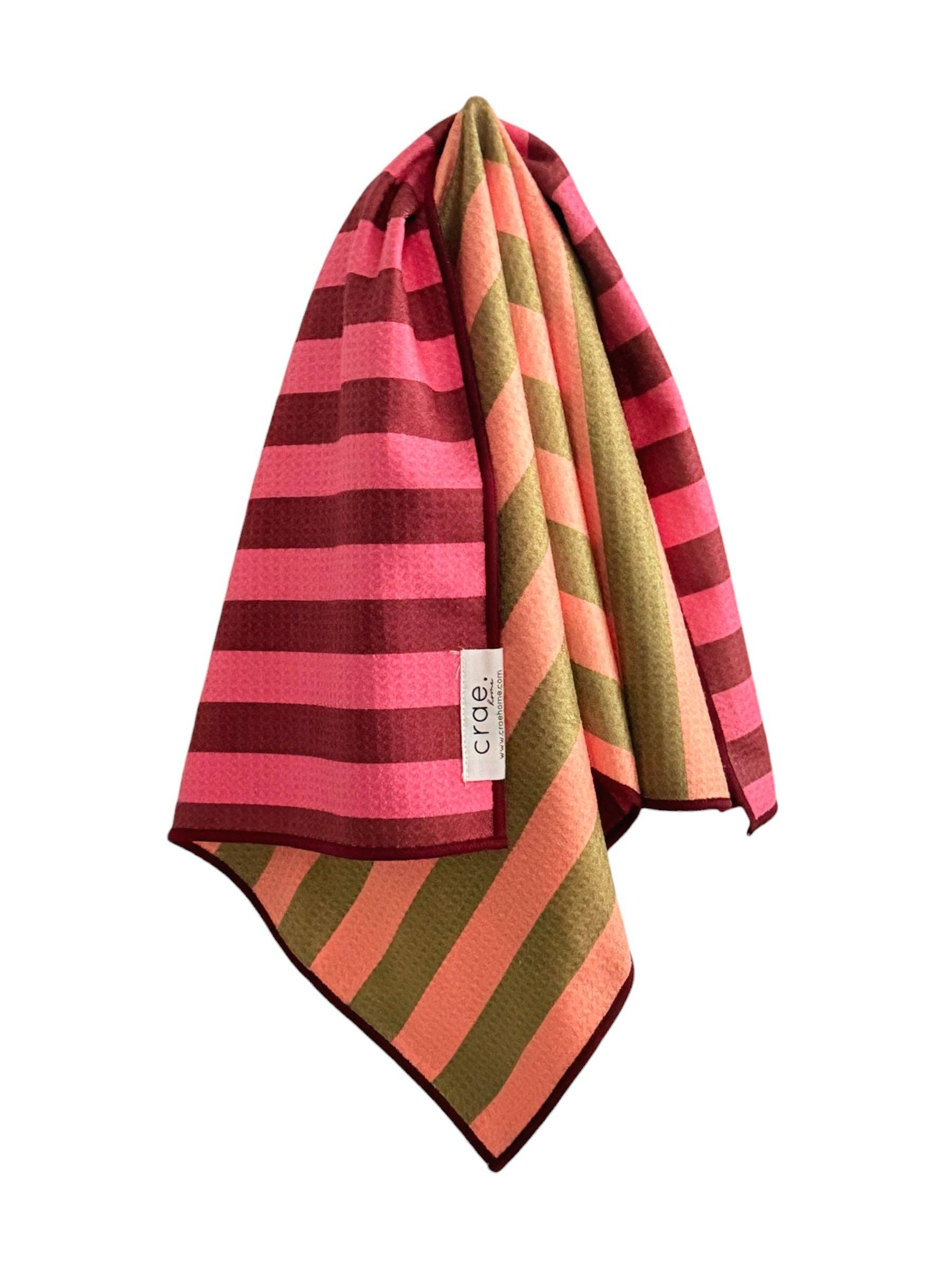 Pam: Reversible Hand Towel: Pink/Yellow / 19x29in
