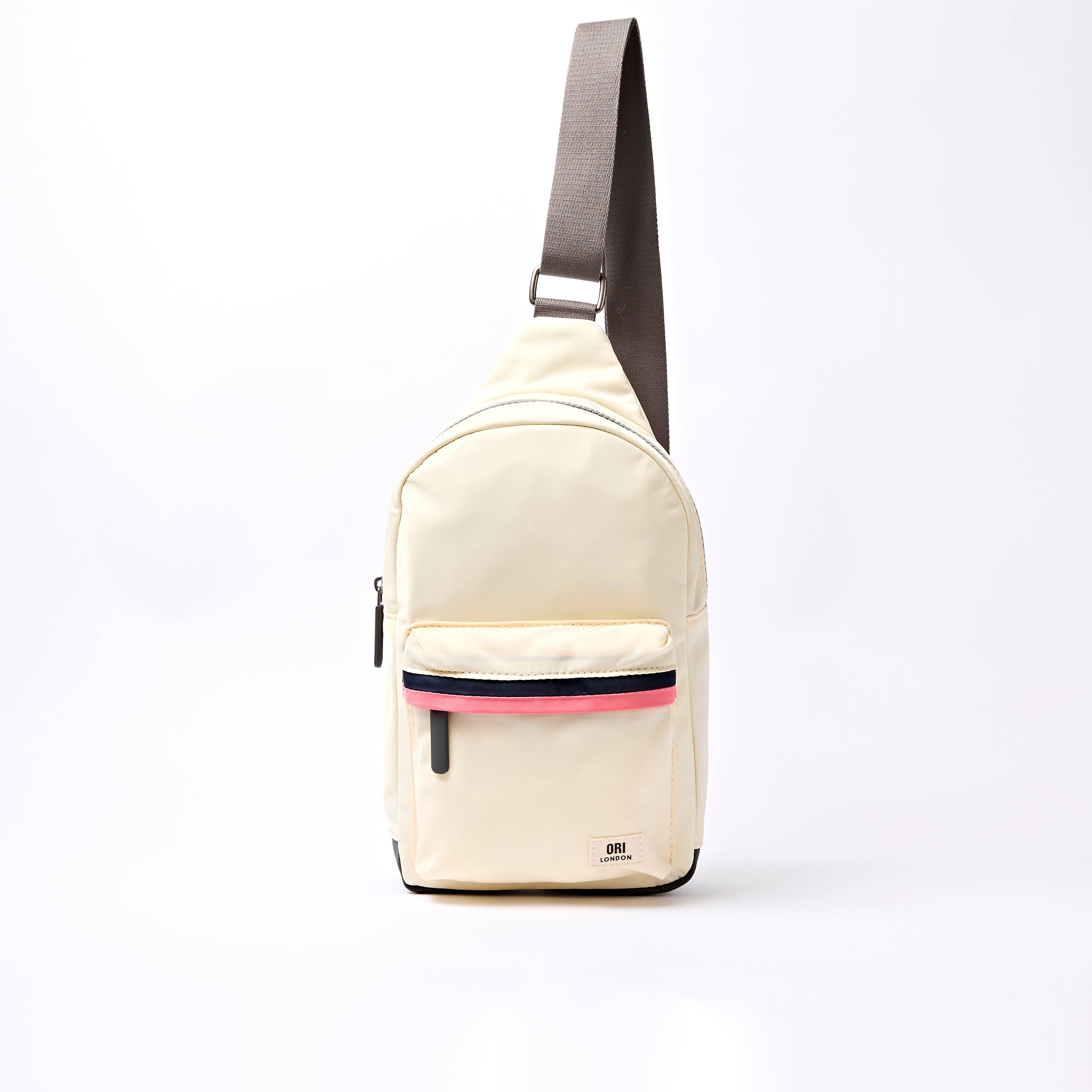 Willesden Sling Bag in Wax Paper Stripe Nylon: Large