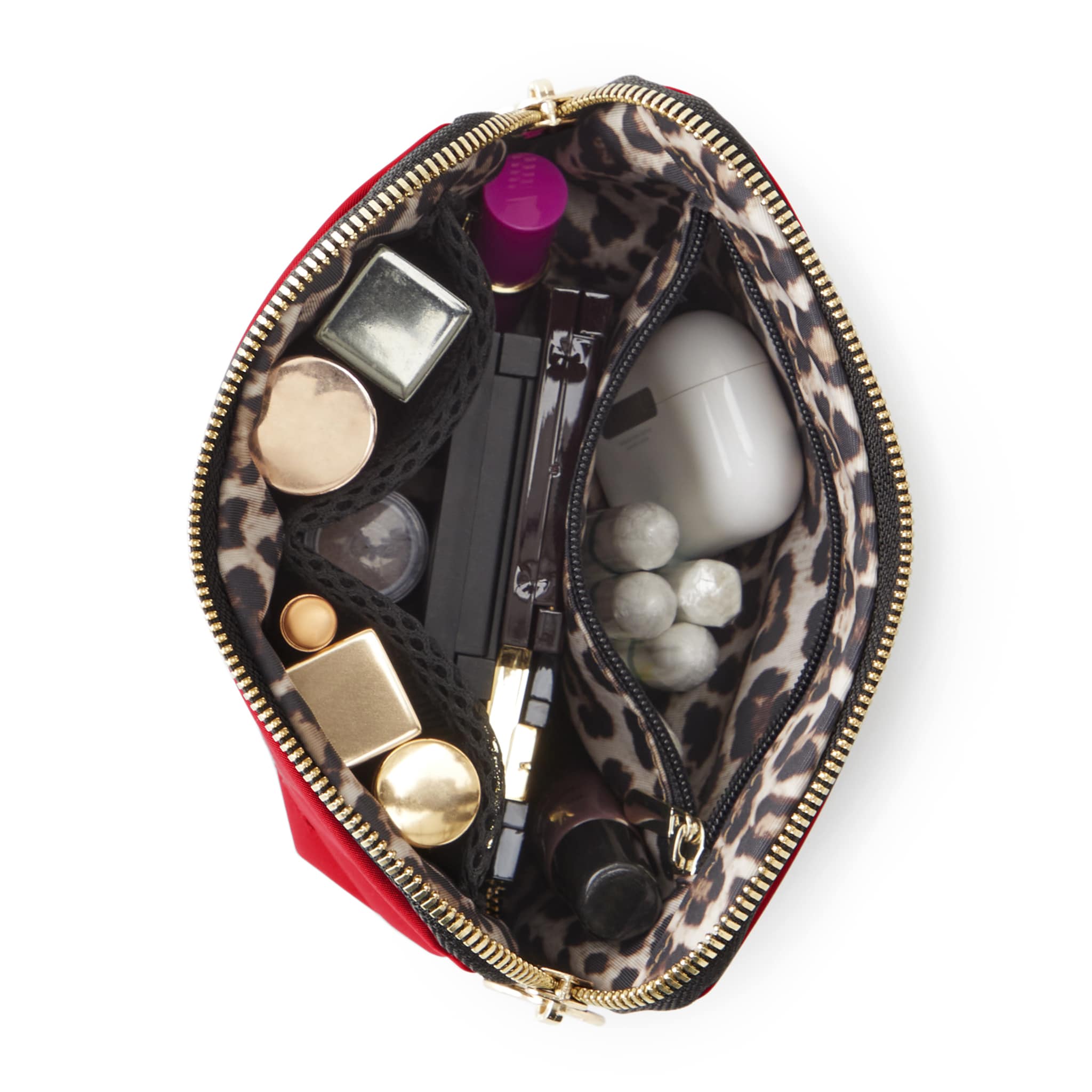 Everyday Makeup Bag - Machine Washable Small Cosmetic Bag, : Black/Pink / Nylon / Everyday Makeup Bag