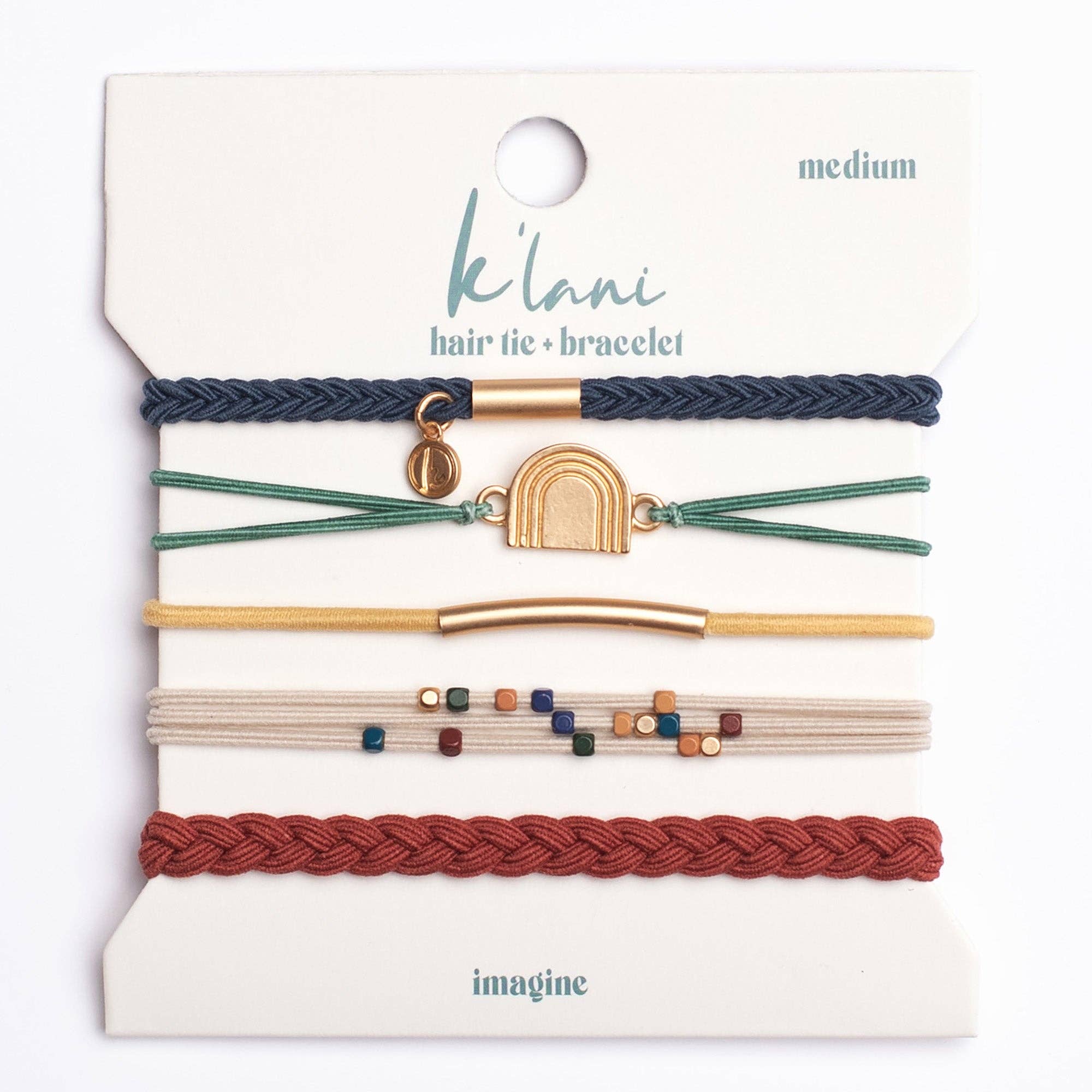 "Imagine" Gold Rainbow Hair Tie Bracelets: Medium