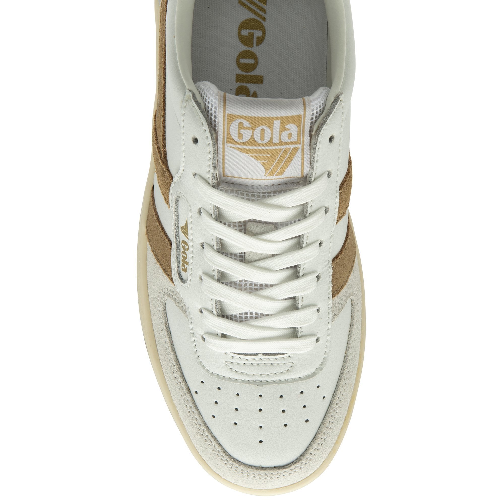 Gola Hawk trainer in White/Light Caramel/Gold