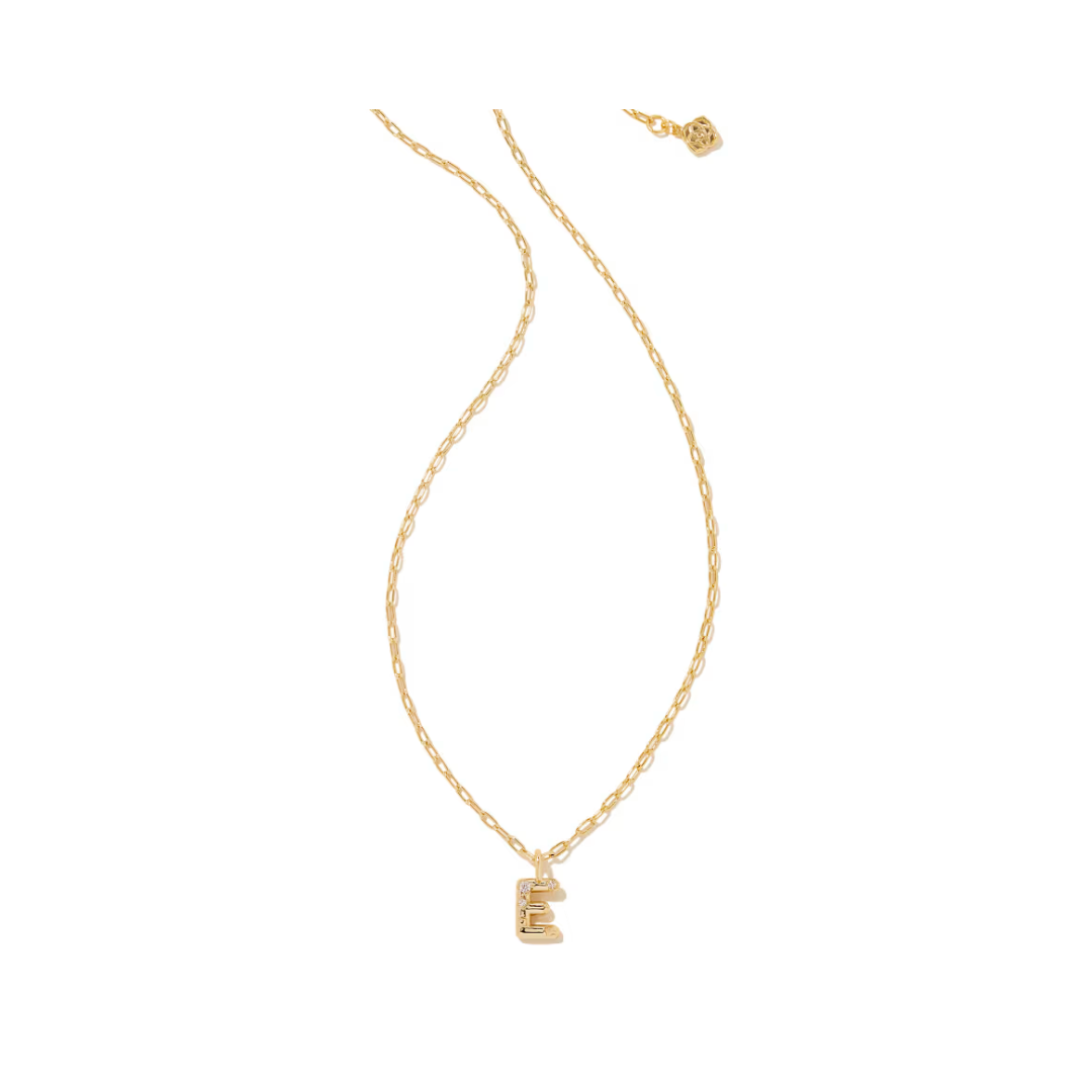Kendra Scott Crystal Gold Letter E Pendant Necklace