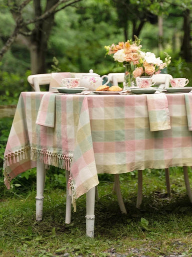 Pink Sage Georgia Plaid Tablecloth 60x90