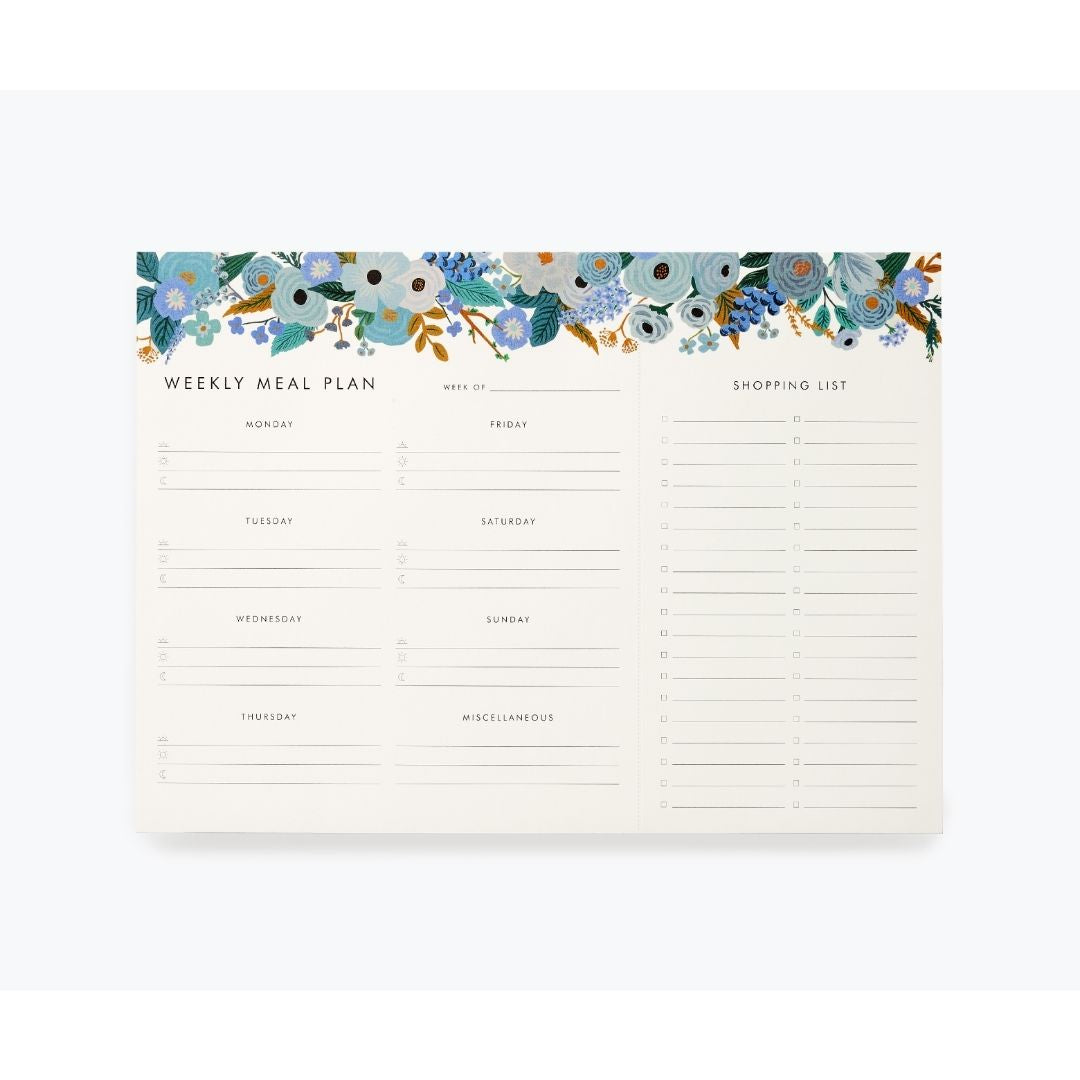 Garden Party Blue Weekly Meal Planner