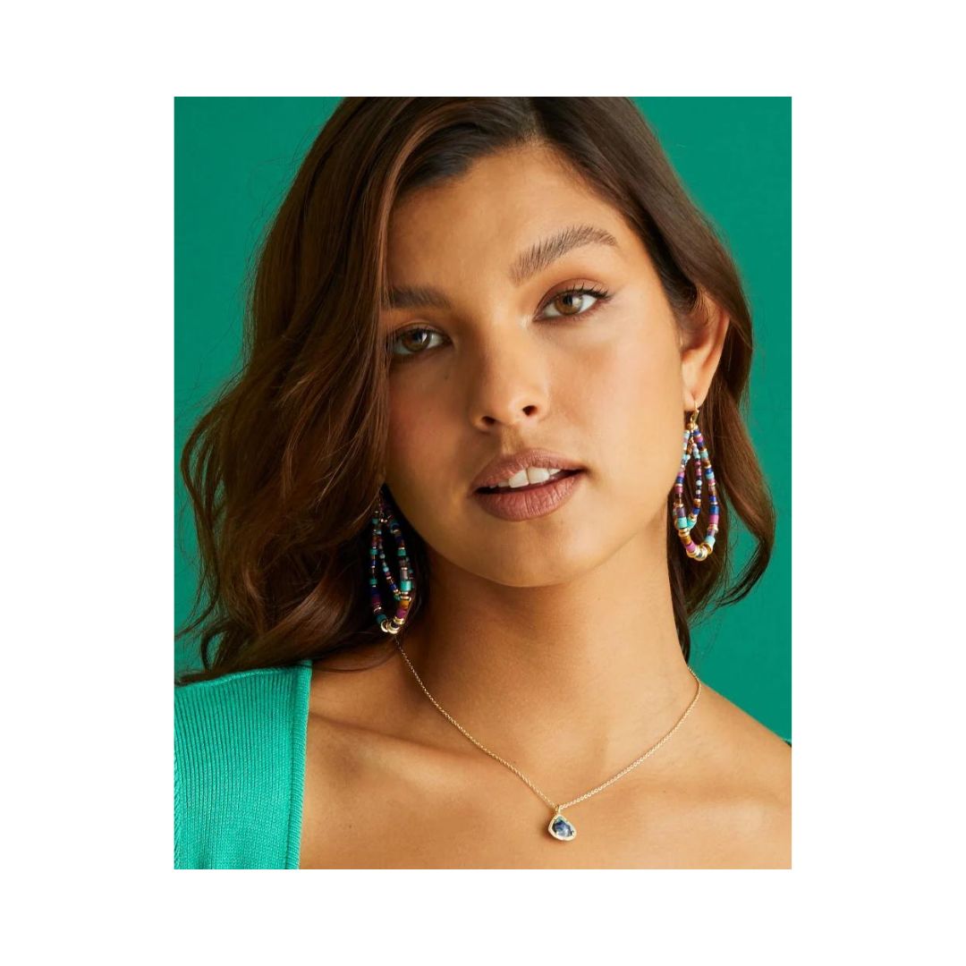 Bree Open Frame Earring Gold Orchid Mix