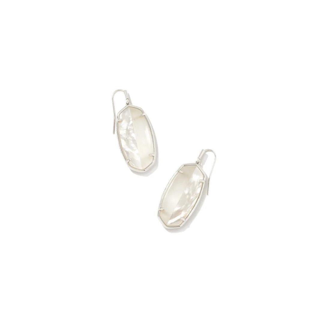 Elle Silver Intarsia Drop Earrings in White Intarsia
