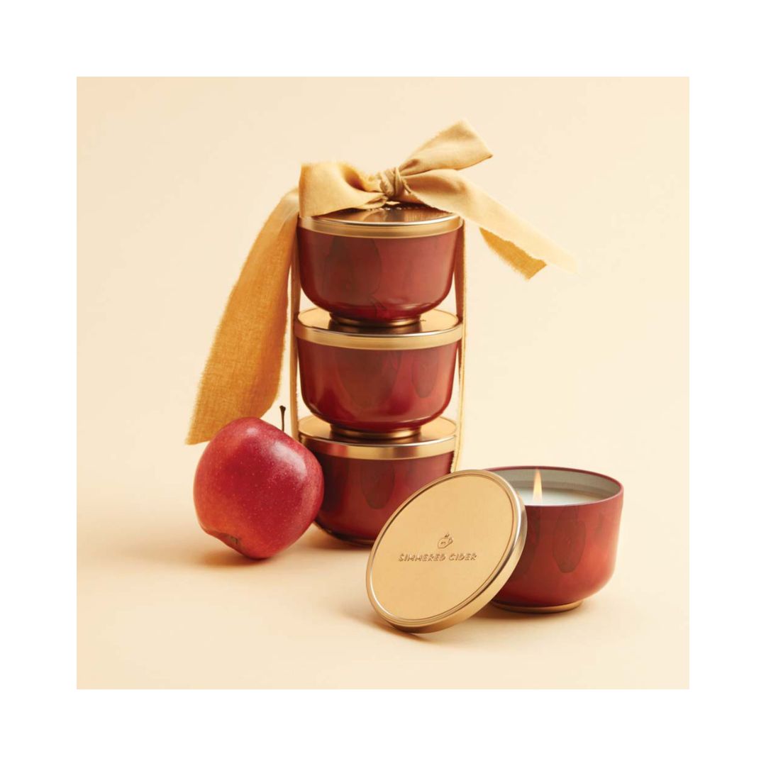 Simmered Cider Poured Candle Tin with Gold Lid